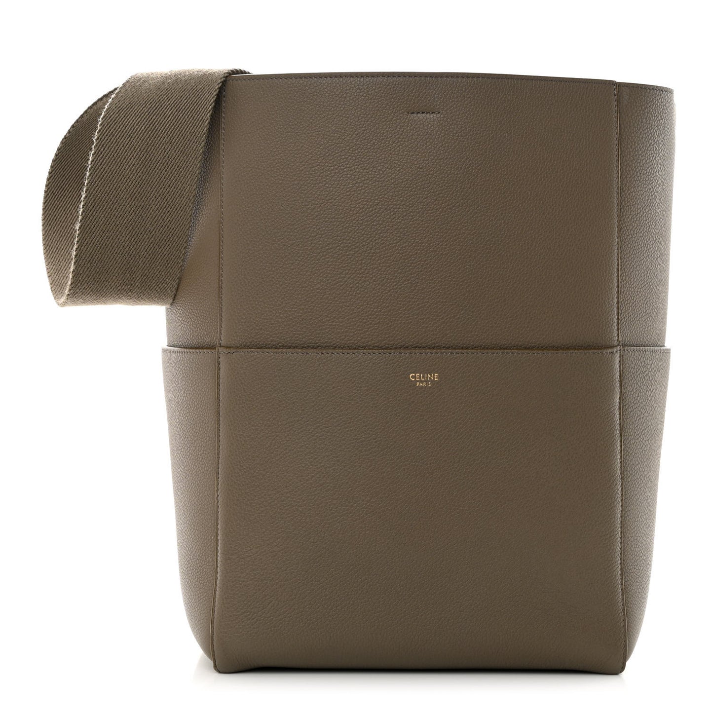 Soft Grained Calfskin Sangle Bucket Bag Taupe