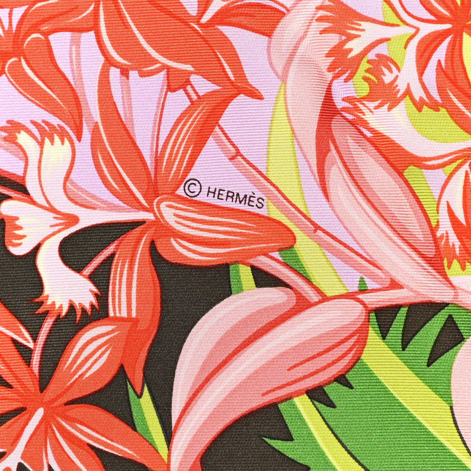 Hermes Silk Flamingo Party Scarf 90 Bougainvillier Mauve Vert 6 of 6