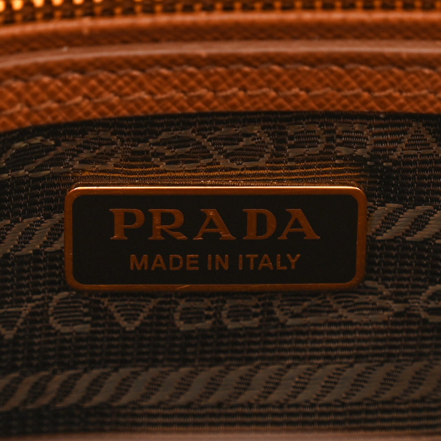 Jacquard Saffiano Triangolo Symbole Embroidered Mini Galleria Double Zip Tote Tabacco Talco
