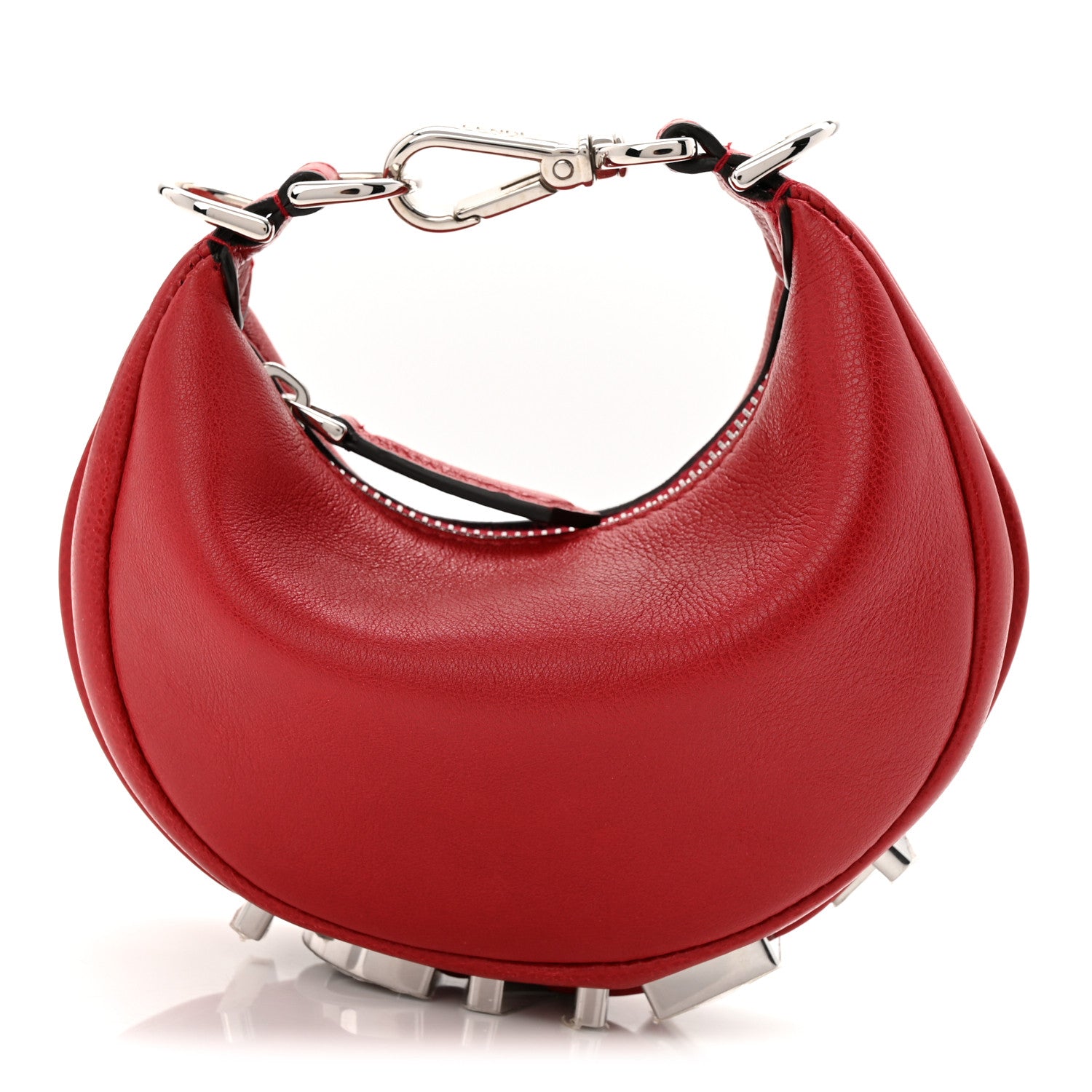 Fendi Vitello Grace New Matte Nano Fendigraphy Hobo Charm Scarlet
