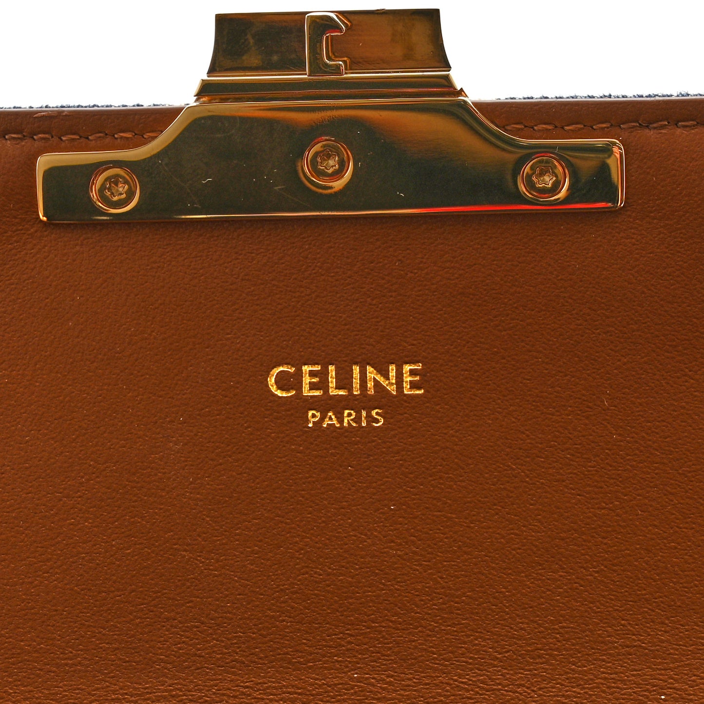 Denim Triomphe Chain Shoulder Bag Navy Tan
