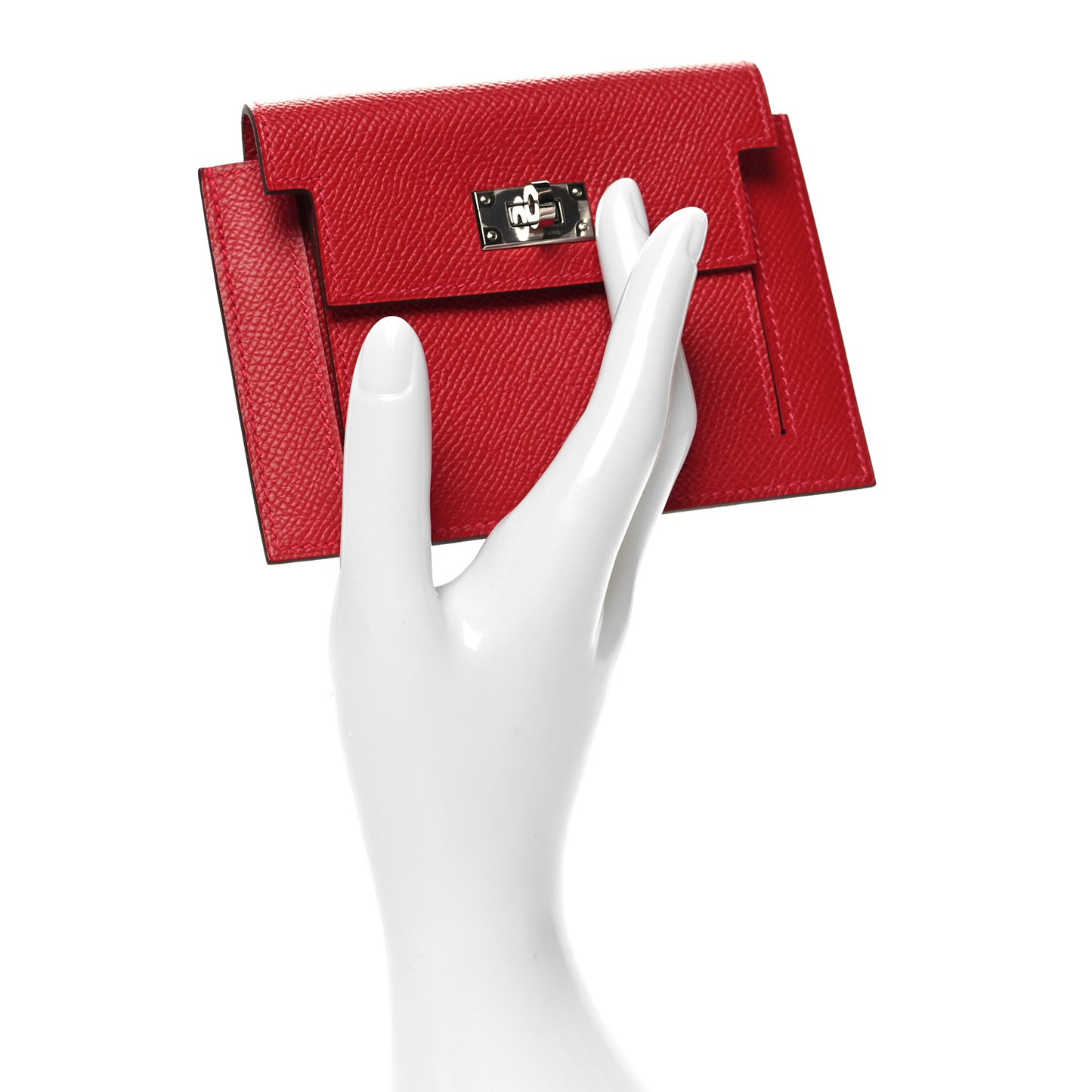 Epsom Kelly Pocket Compact Wallet Rouge Casaque