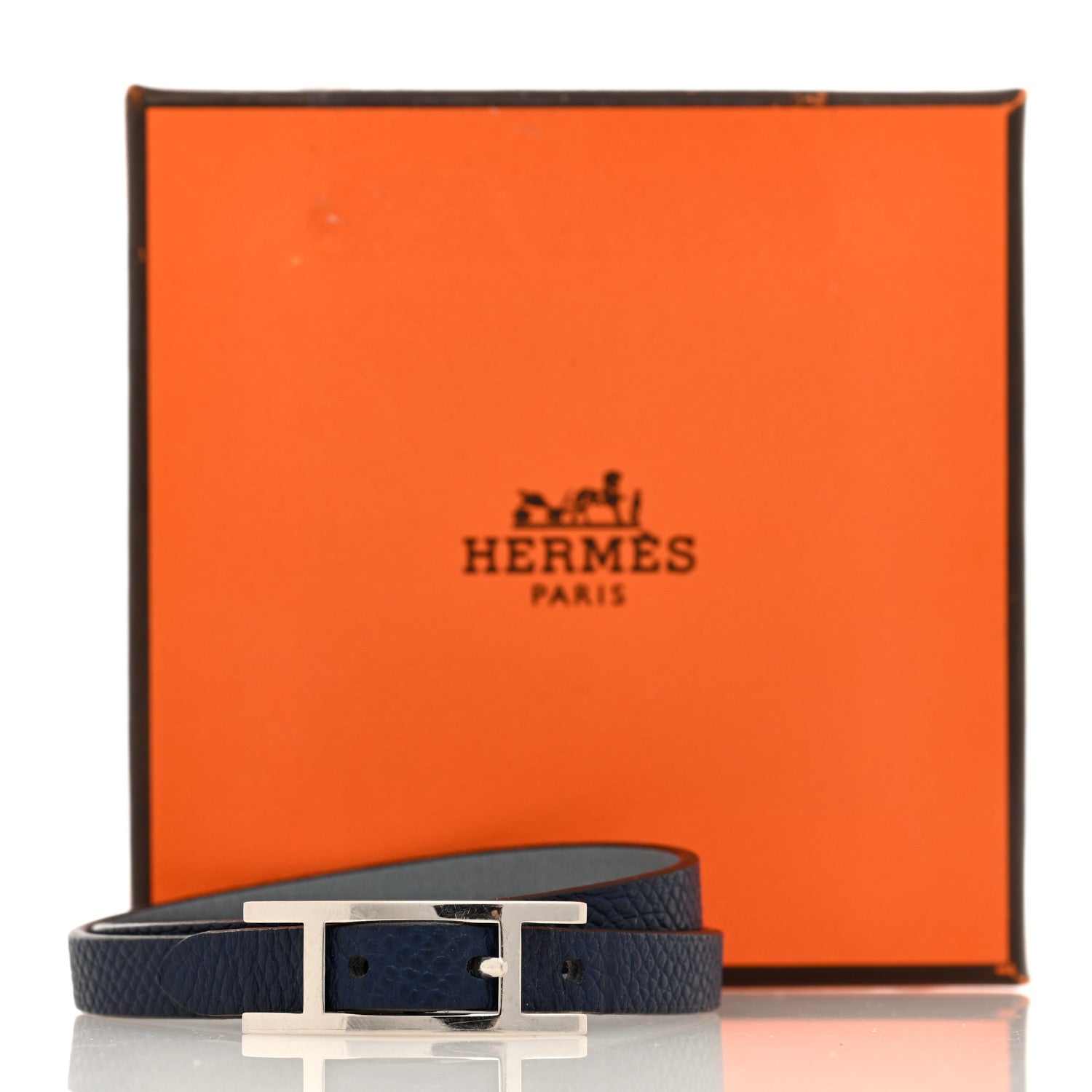 Hermes Epsom Swift Behapi Double Tour Bracelet T3 Bleu Lin Bleu Indigo 5 of 5