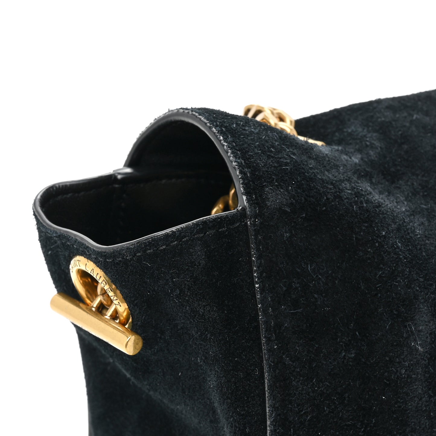 Smooth Calfskin Suede Medium Reversible Monogram Kate Satchel Black
