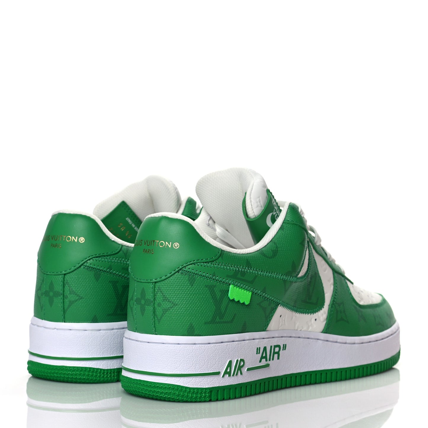 X NIKE AIR FORCE 1 Calfskin Monogram Mens Low Top Sneakers 9.5 Green