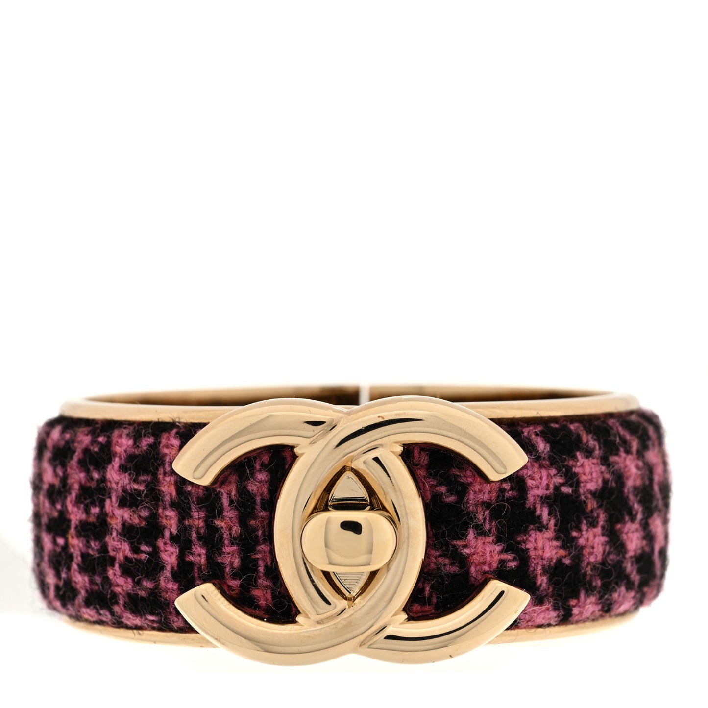 Tweed CC Turnlock Cuff Bracelet Pink