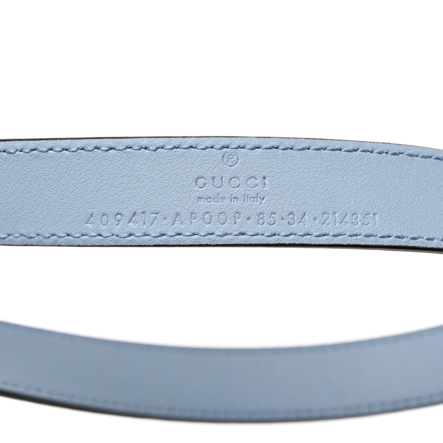 Moon Calfskin Palladium Double G 20mm Belt 85 34 Porcelain Light Blue