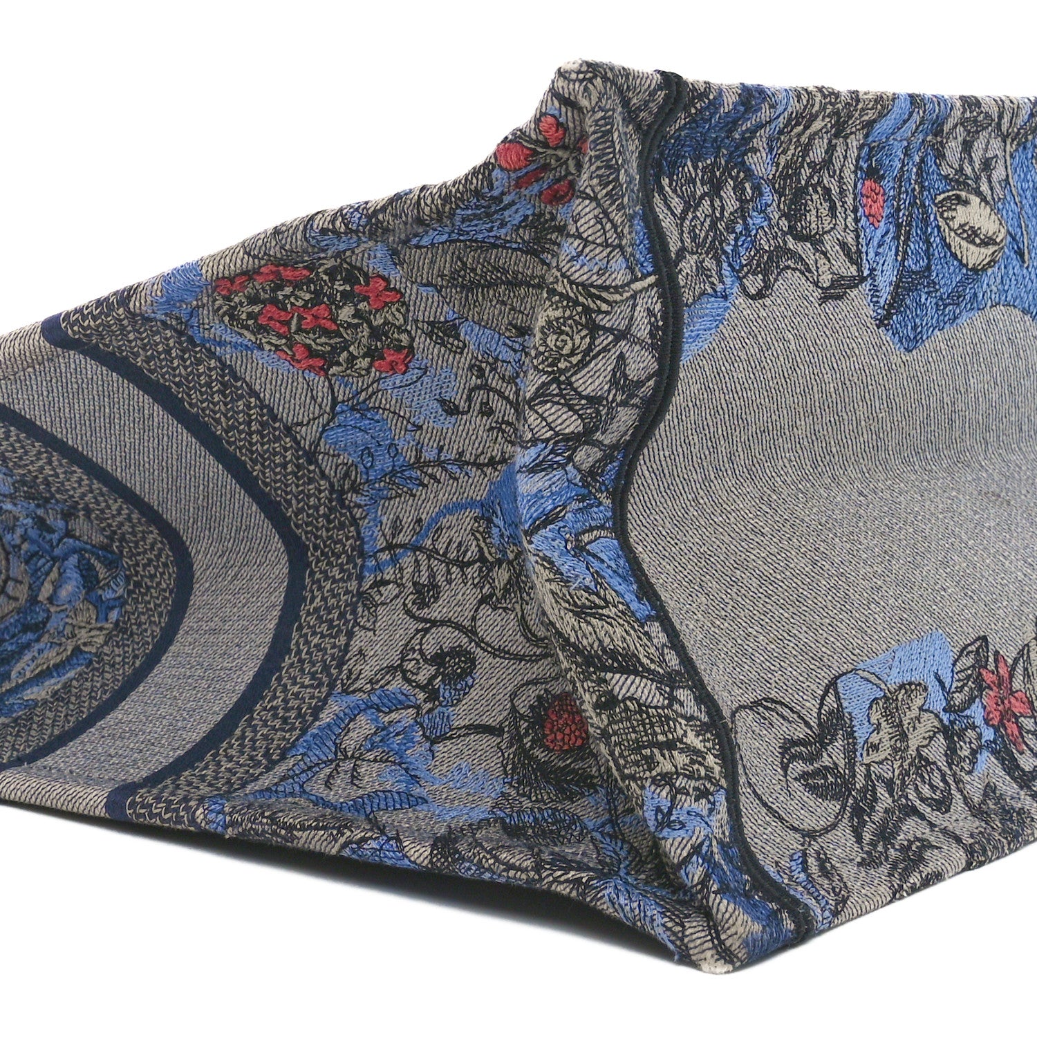 Christian Dior Canvas Embroidered Large Toile de Jouy Voyage Book Tote Blue Multicolor 9 of 10