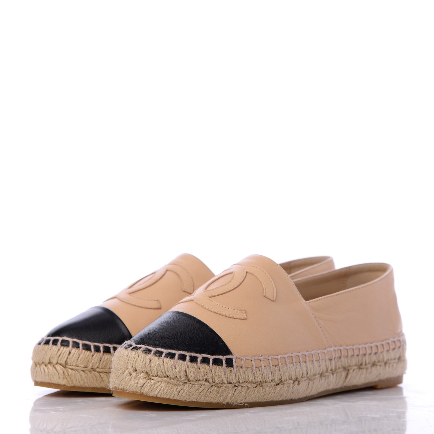 Lambskin CC Espadrilles 38 Beige Black