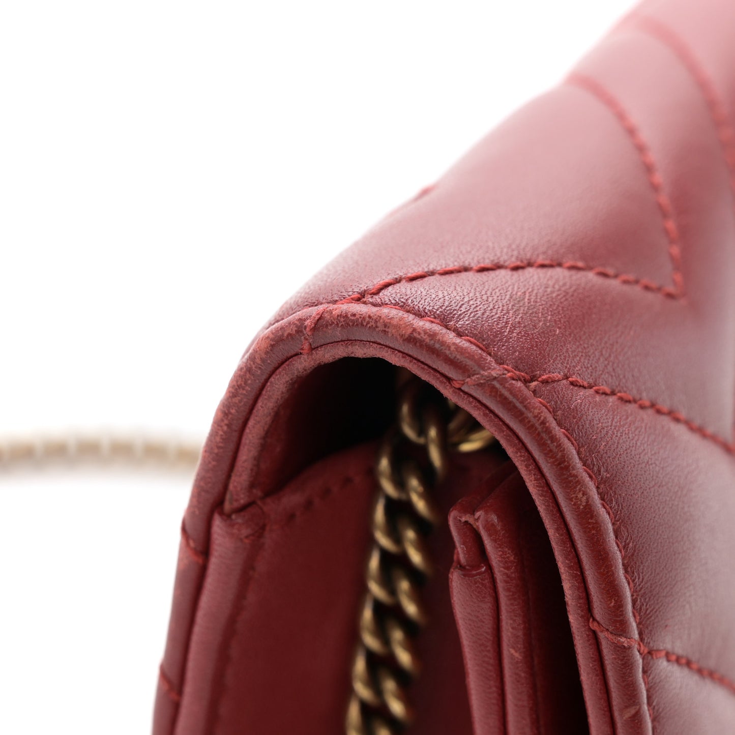 Calfskin Matelasse GG Marmont Mini Bag Hibiscus Red