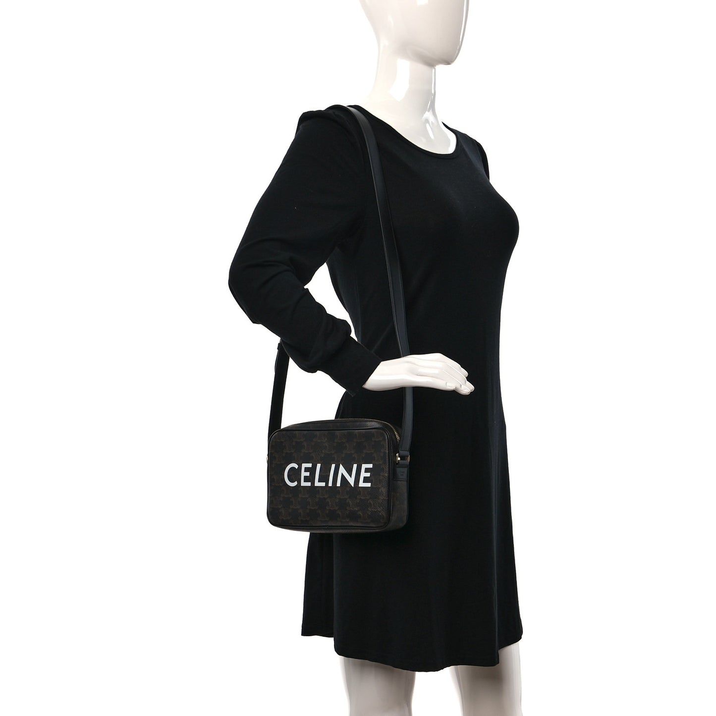 Triomphe Canvas Medium Messenger Bag Black