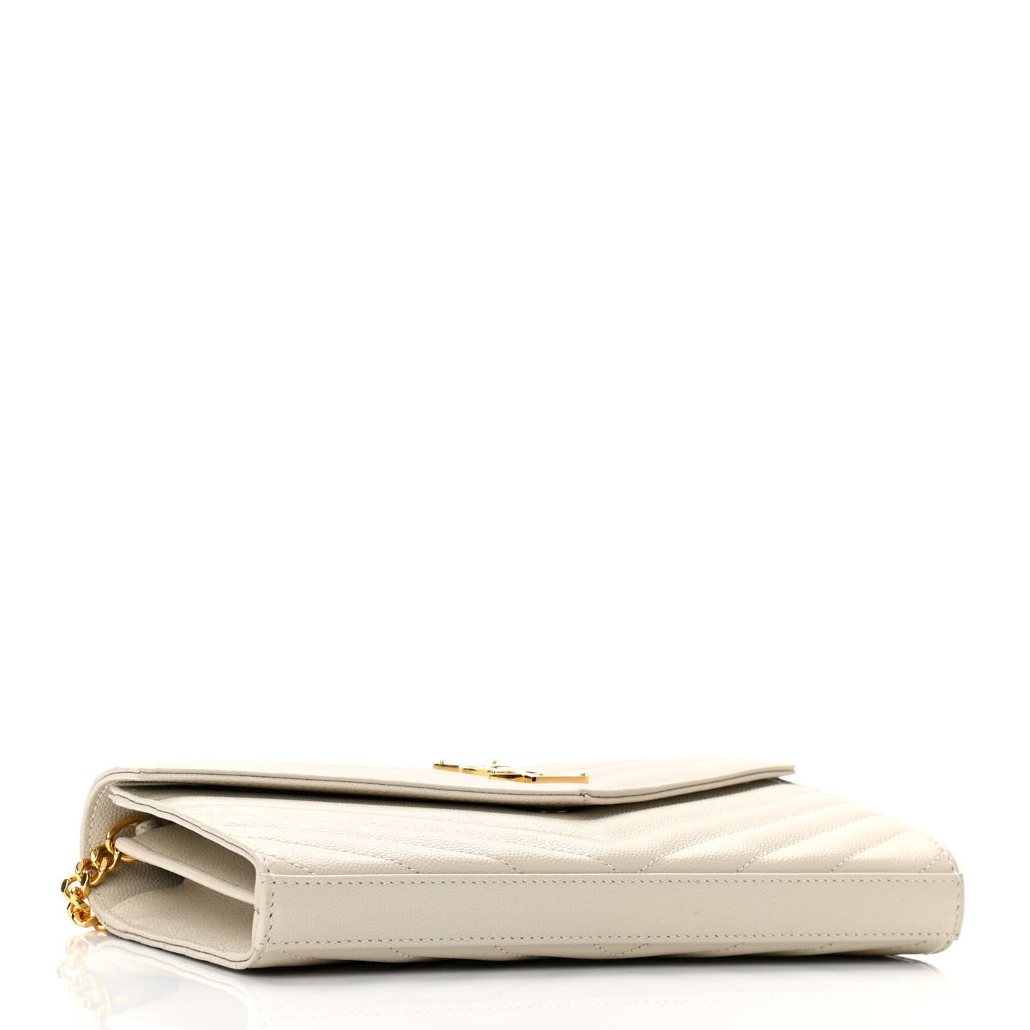 Grain De Poudre Matelasse Chevron Monogram Chain Wallet Crema Soft