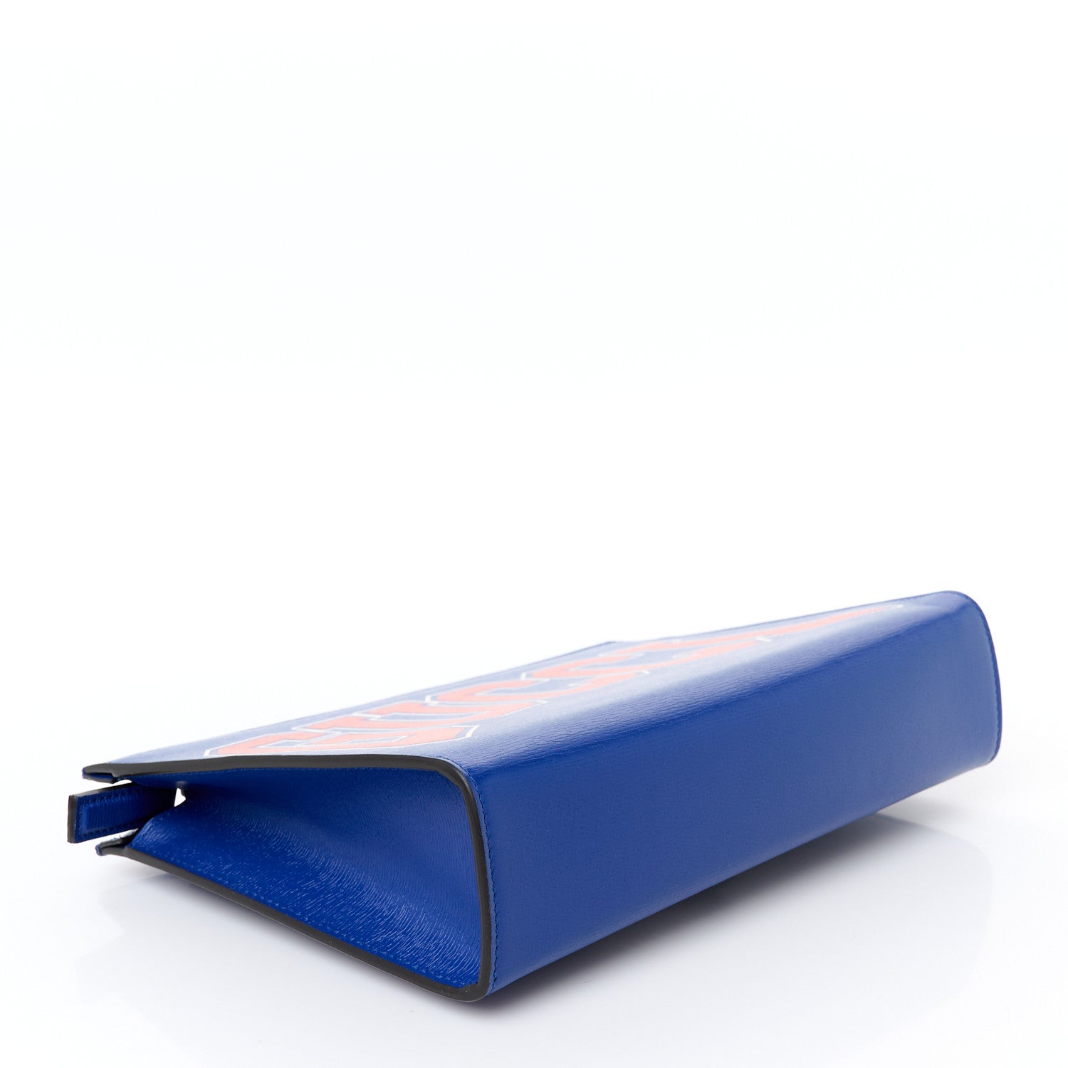 Gucci New Shanghai Calfskin Interlocking G Logo Wristlet Pouch Cobalt Blue Orange 4 of 10