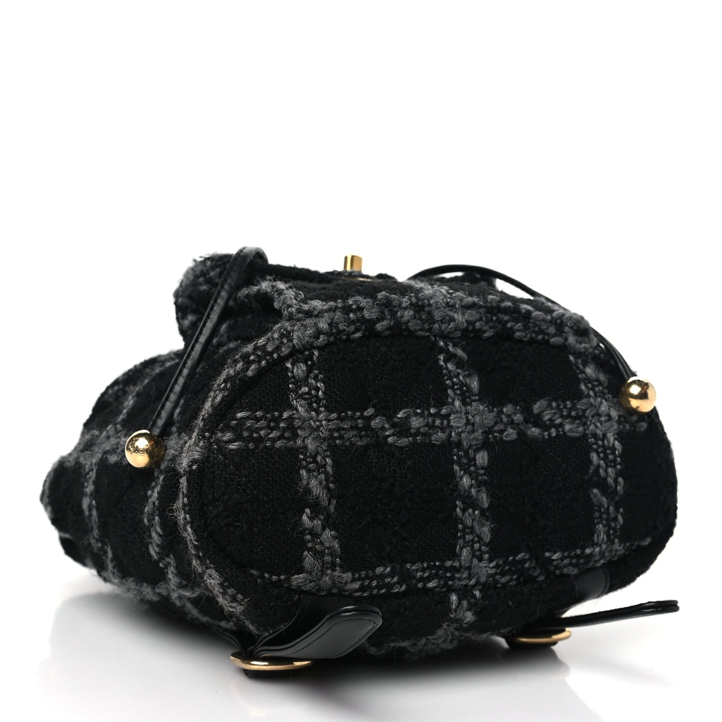 Wool Tweed Elegant Backpack Black Grey