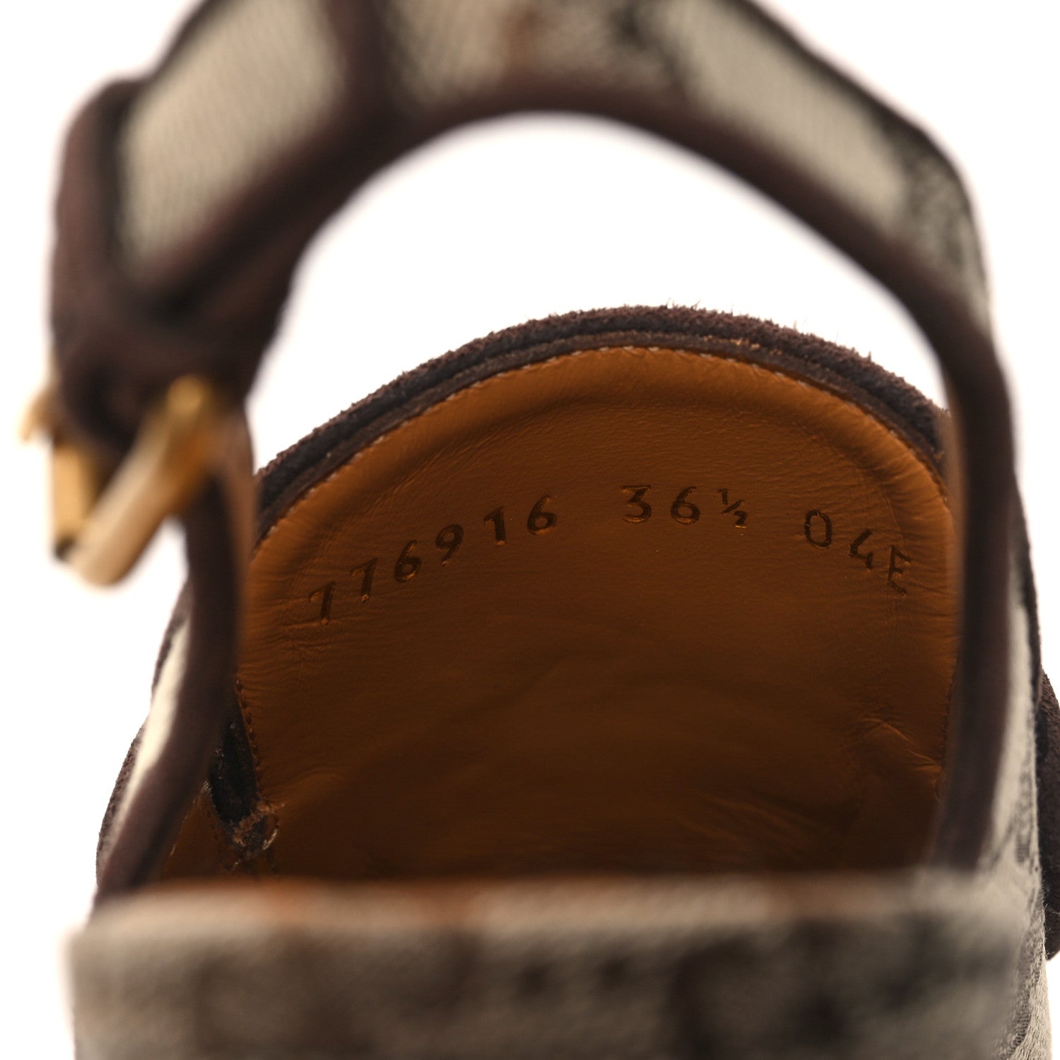 Gucci Monogram Kid Scamosciato Horsebit Platform 25/85mm Slingback Mules 36.5 Beige Ebony New Acero 8 of 9