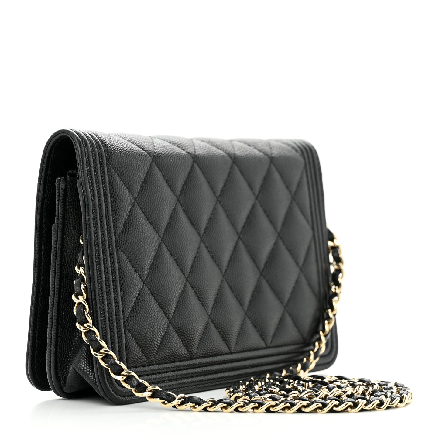 Caviar Quilted Boy Wallet On Chain WOC Black