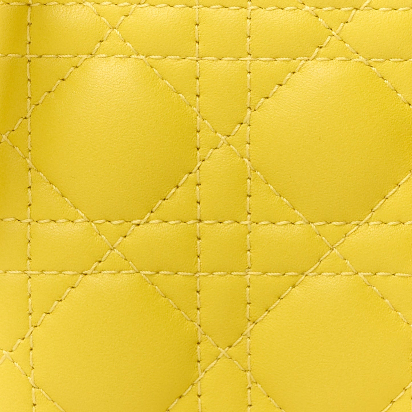 CHRISTIAN DIOR Lambskin Cannage Micro Lady Dior Yellow