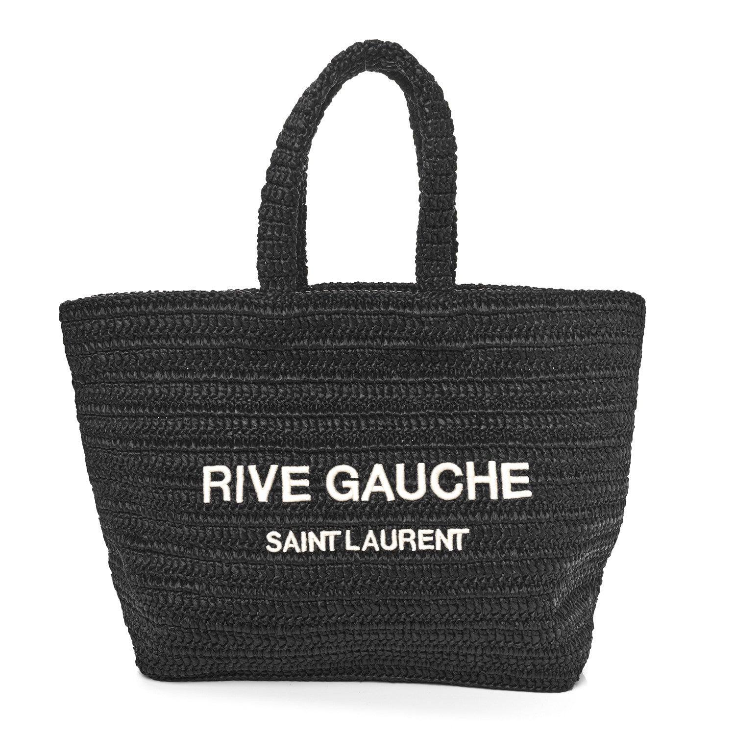 Saint Laurent Raffia Rive Gauche Tote Black 1 of 10
