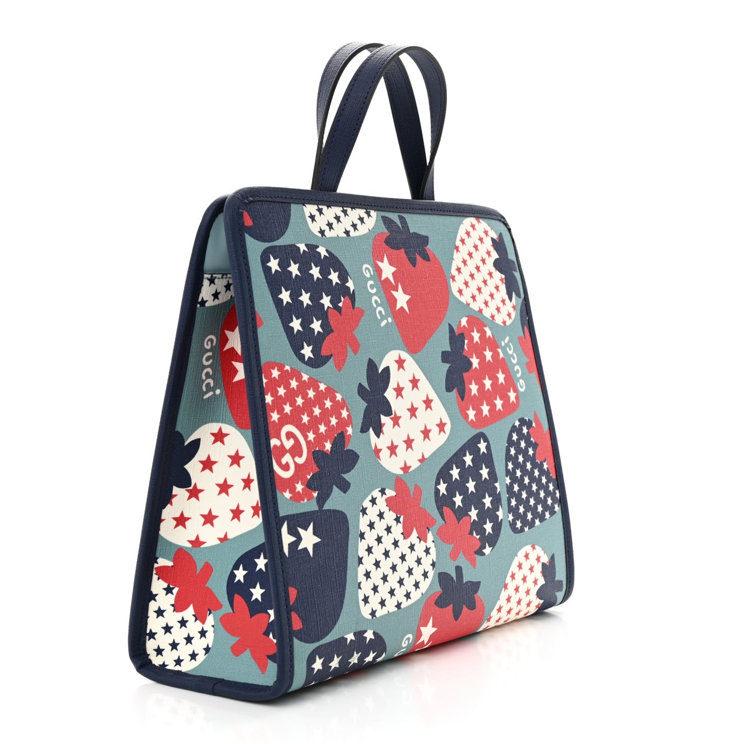 Coated Canvas Strawberry Stars Childrens Tote Red White Blue