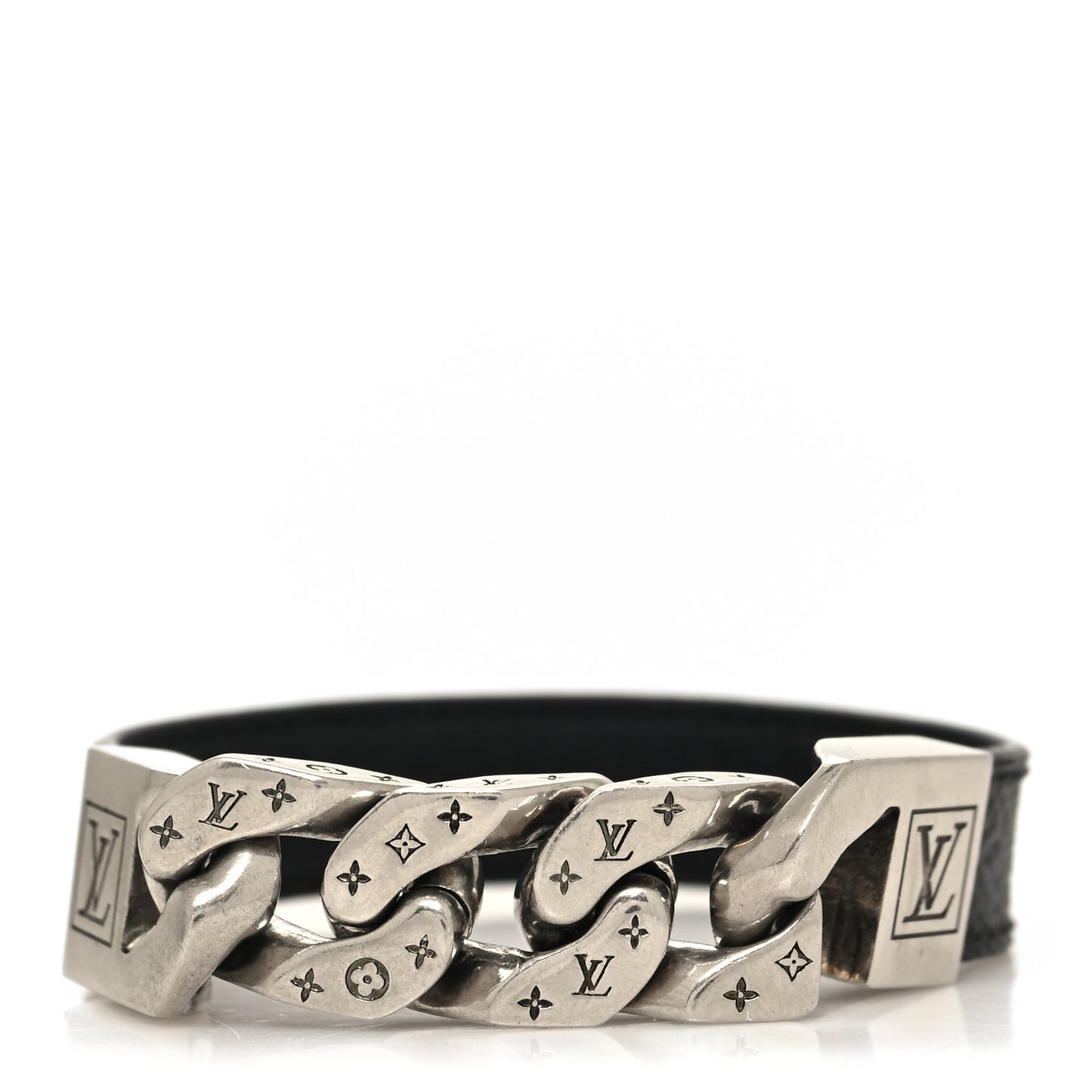 Monogram Cuban Link Bracelet M Silver Black