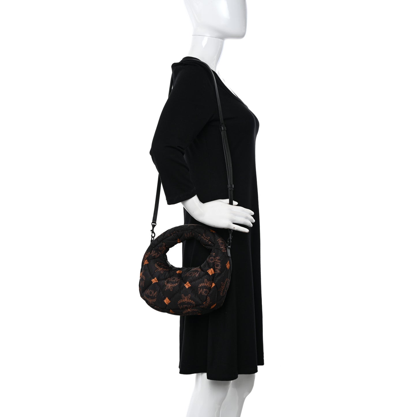 Maxi Visetos Nylon Quilted Mini Aren Hobo Black