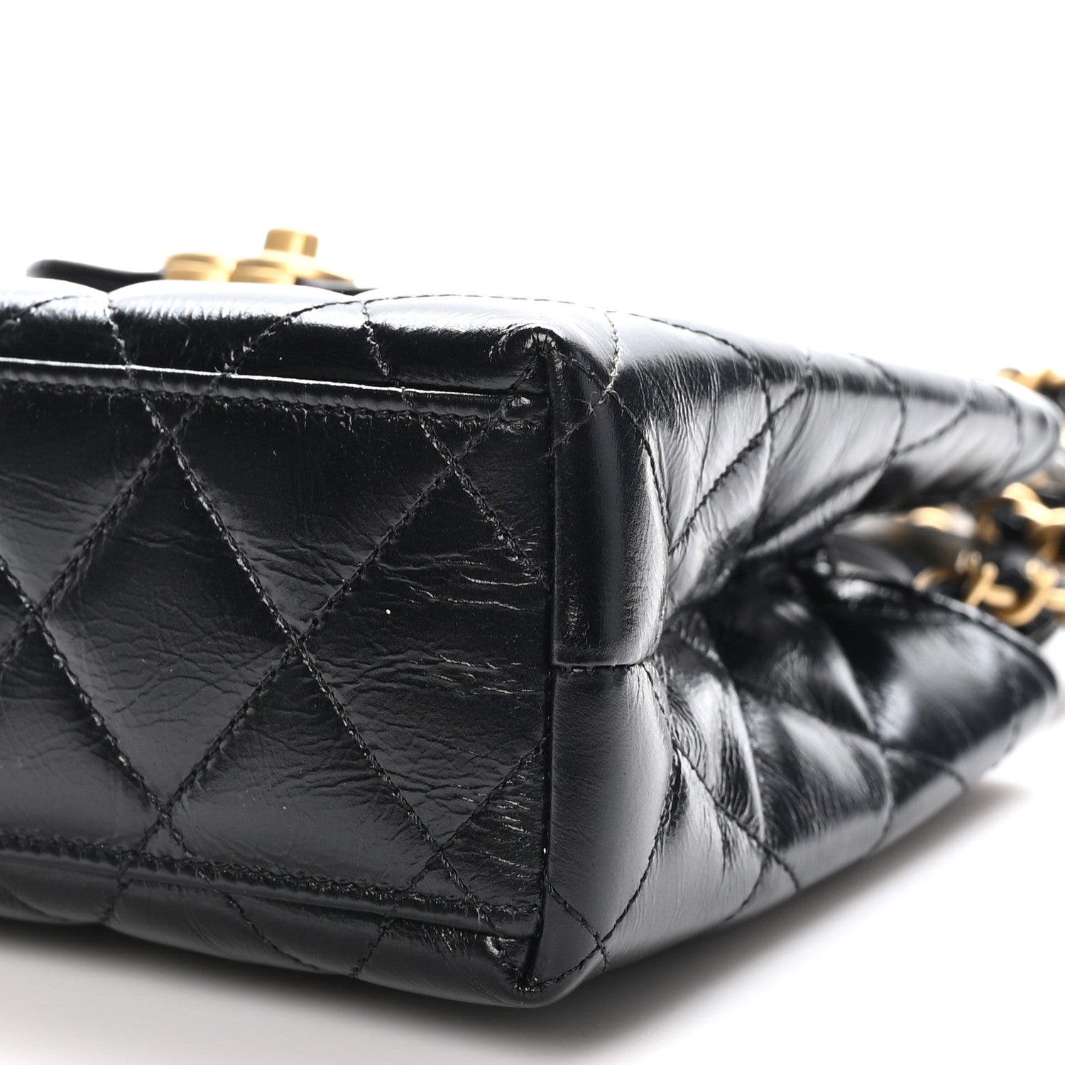 Chanel Shiny Aged Calfskin Quilted Nano Kelly Shopper Black 10 of 11
