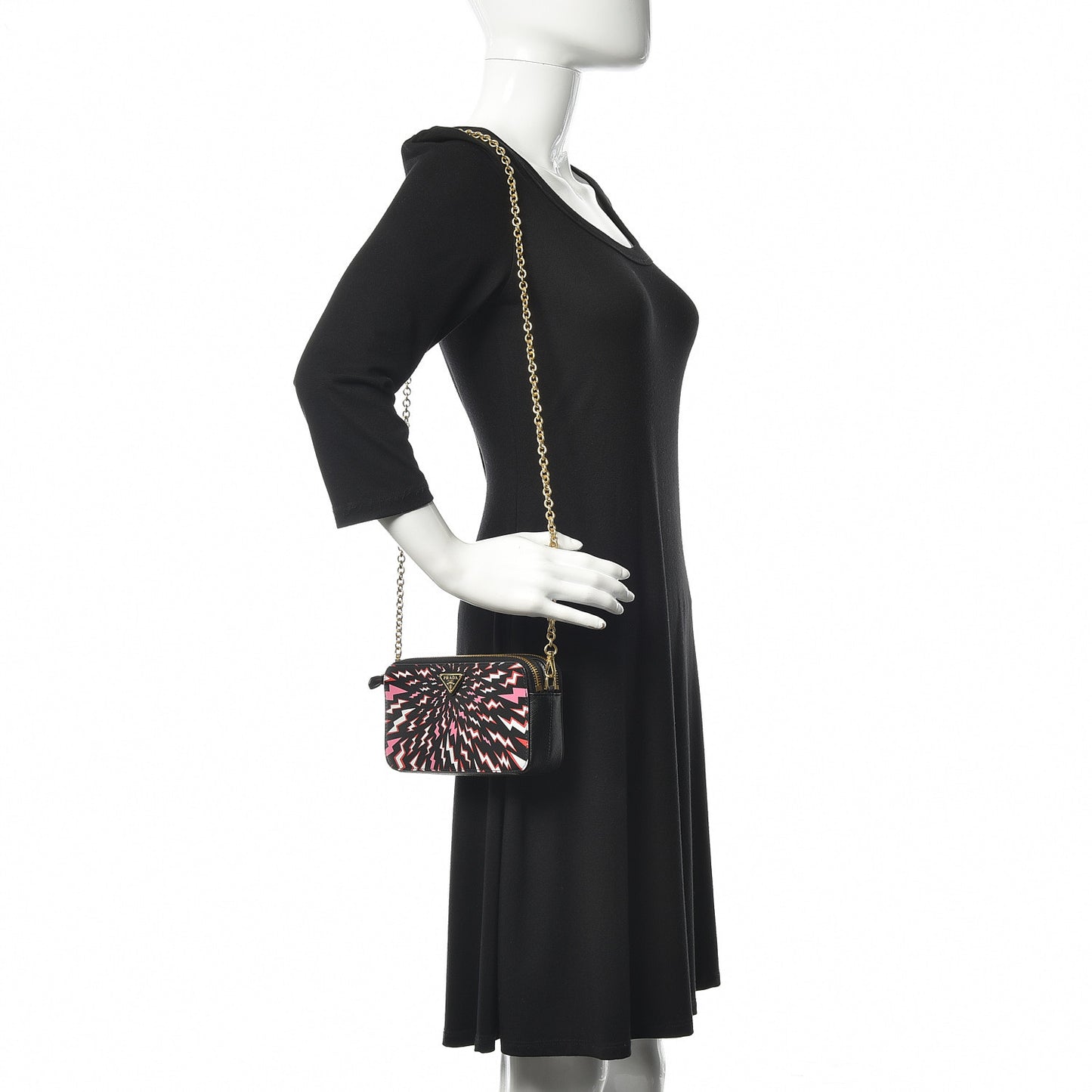 X UNIVERSAL STUDIOS Saffiano Thunder Frankenstein Mini Double Zip Chain Crossbody Bag Lacca