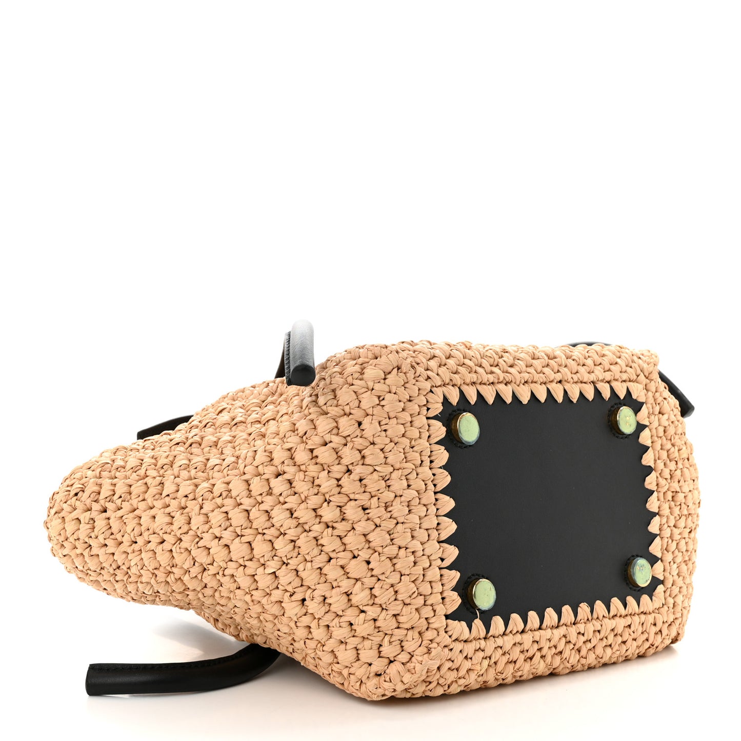 Raffia Calfskin Small Pipe Bag Sand Black