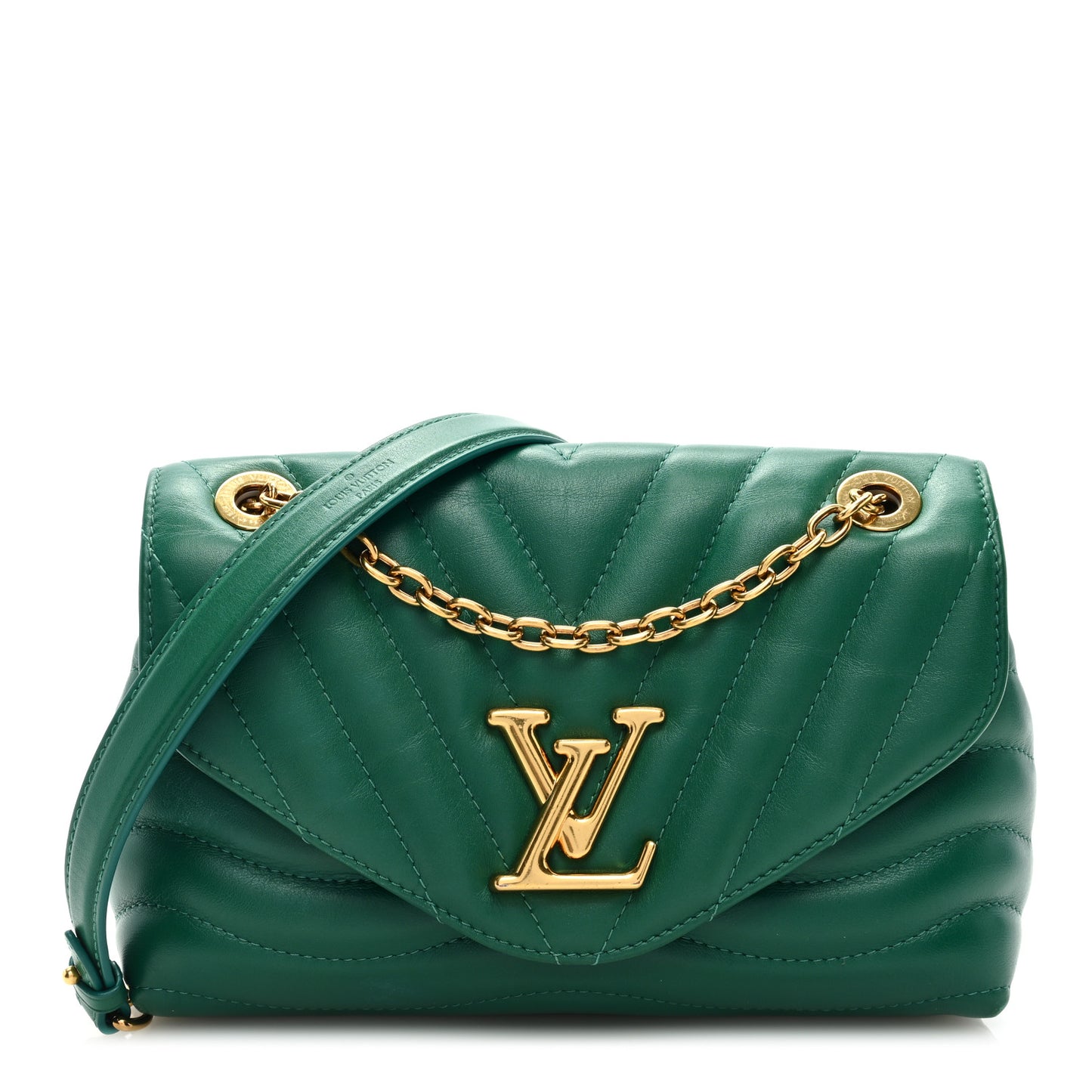 Calfskin New Wave Chain Bag MM NM Emerald