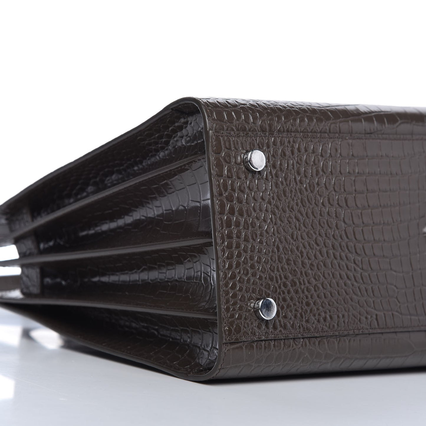 Calfskin Crocodile Embossed Small Sac De Jour Brown