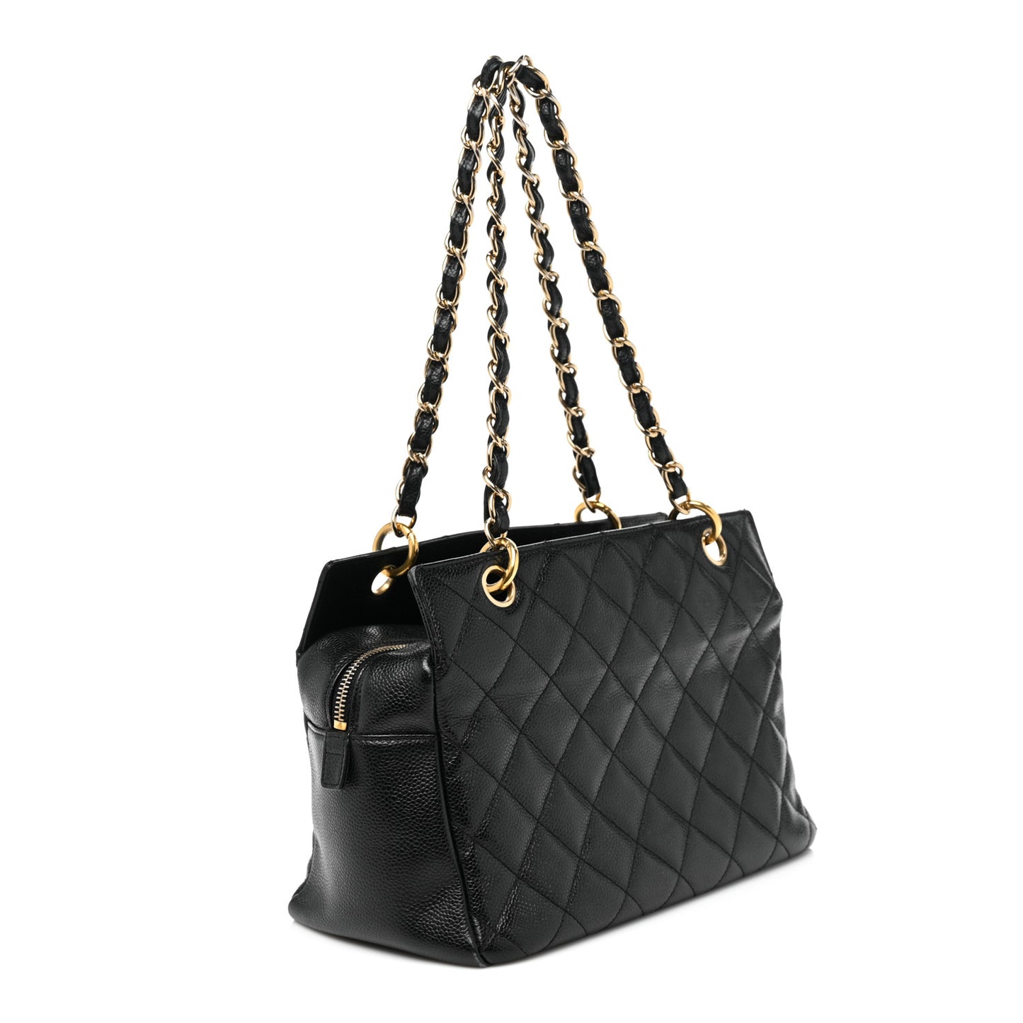Caviar Quilted Petit Timeless Tote PTT Black