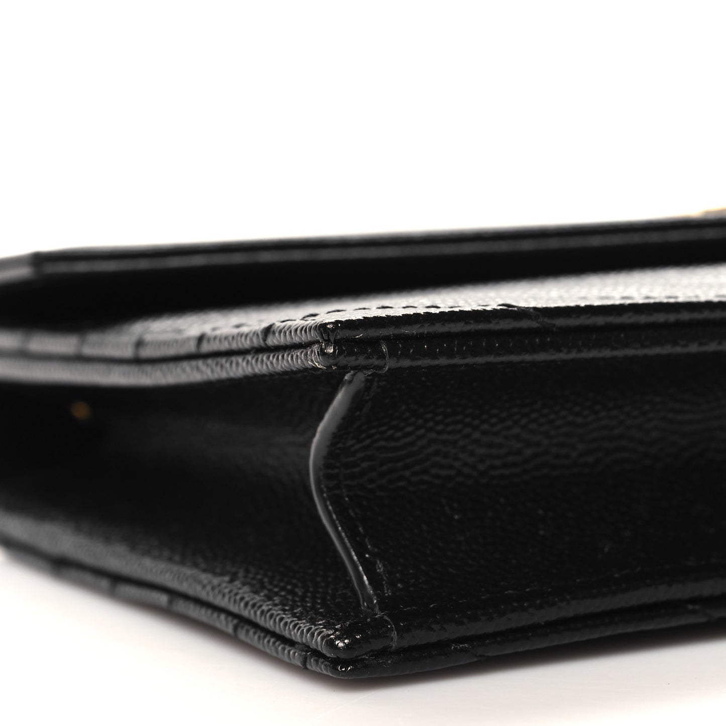 Grain De Poudre Matelasse Chevron Monogram Envelope Chain Wallet Black