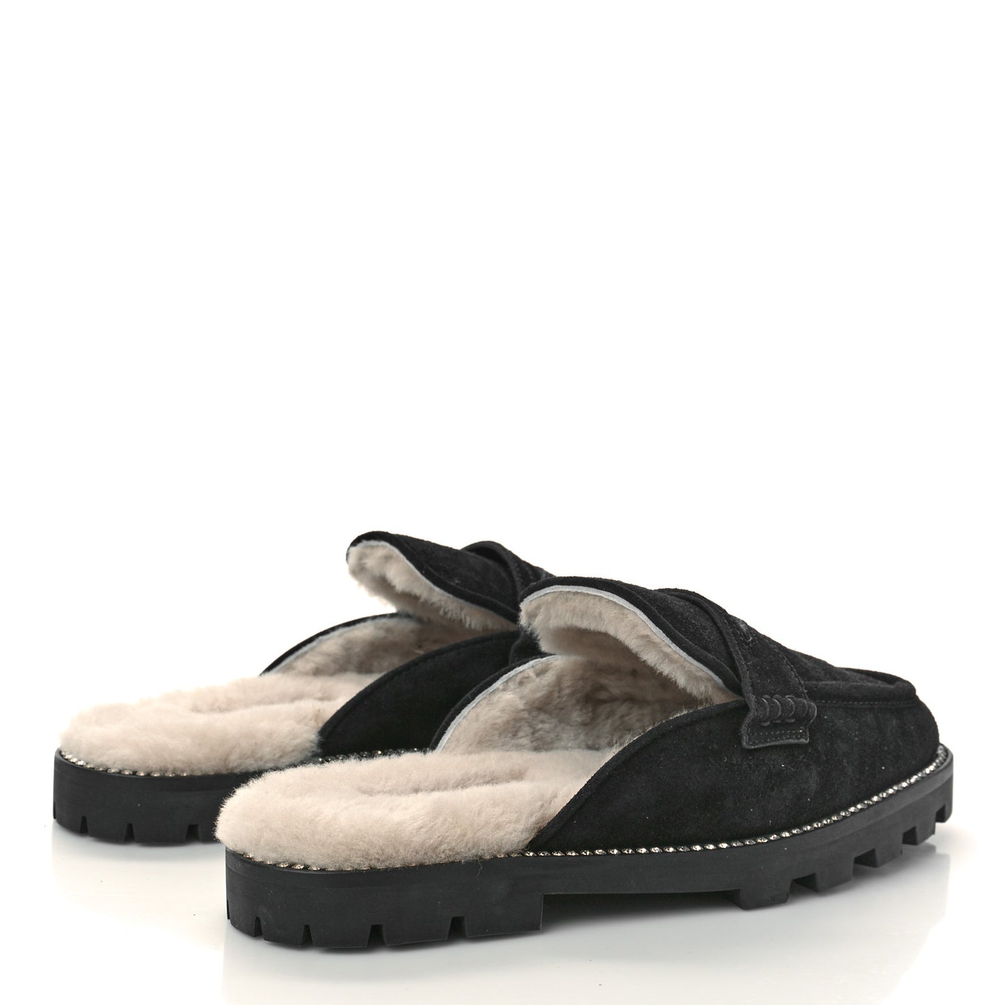 Suede Shearling Ronnie Flat Mules 40 Tan Black