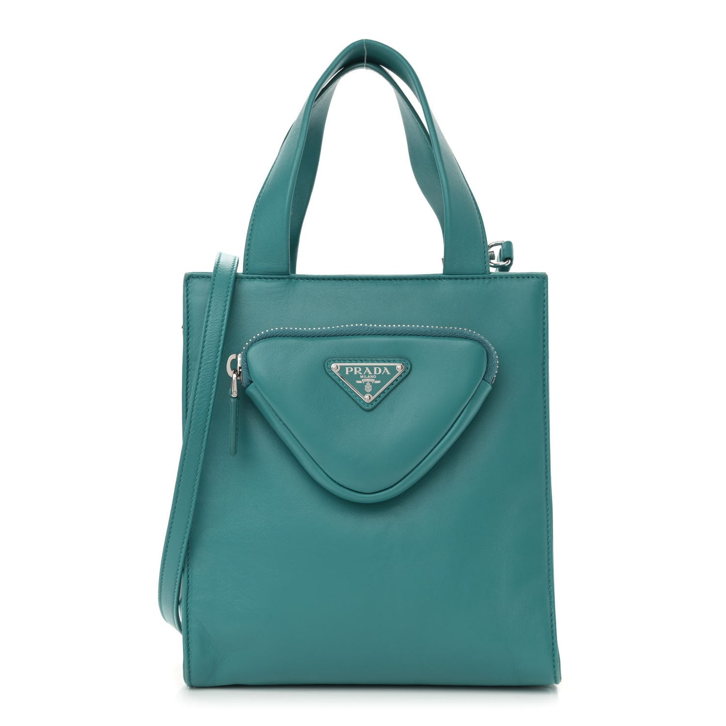 Nappa Triangle Pocket Small Tote Bag Teal