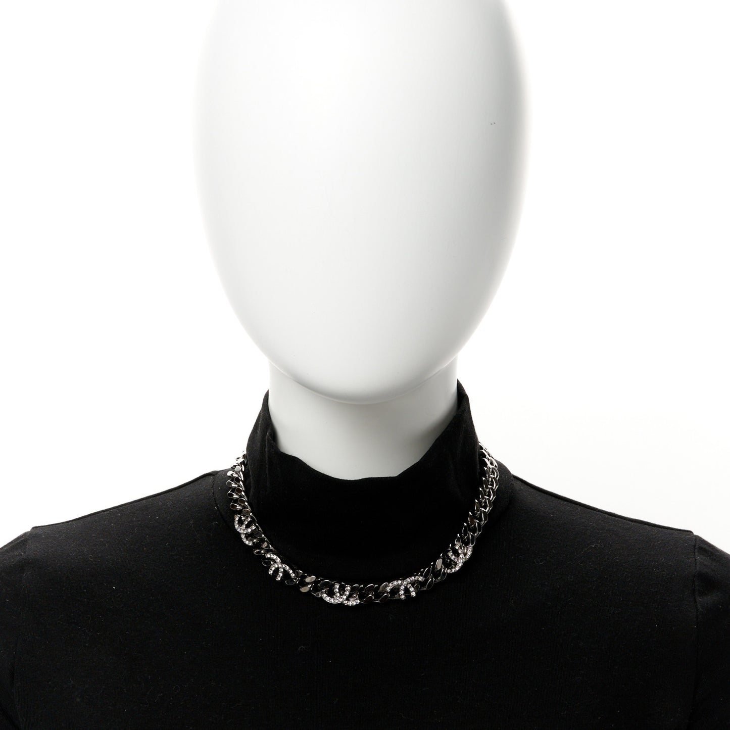 Ruthenium Crystal Chain CC Choker Necklace