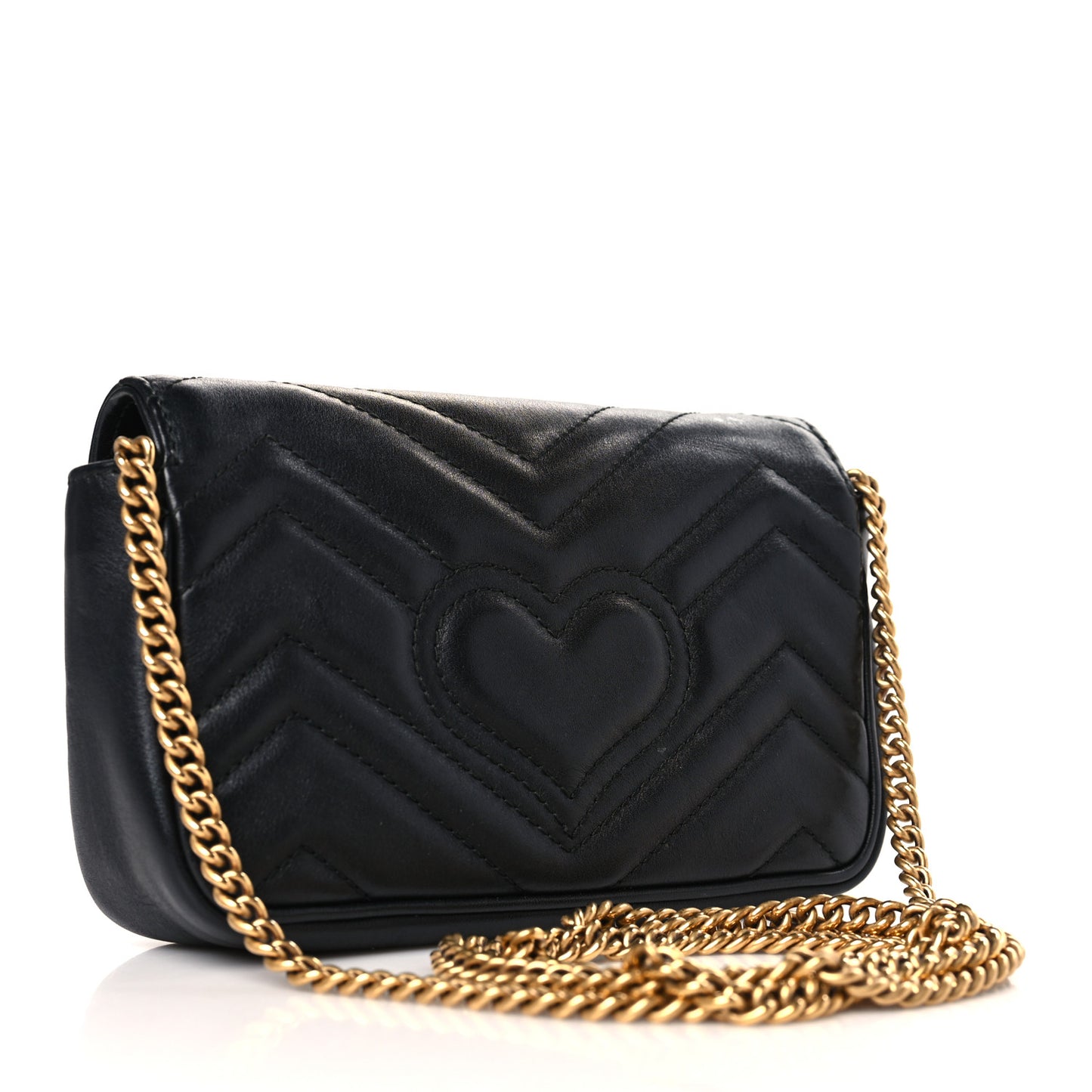 Calfskin Matelasse Super Mini GG Marmont Shoulder Bag Black