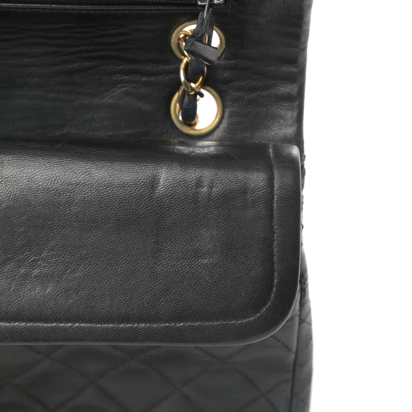 Lambskin Quilted Medium Double Flap Black