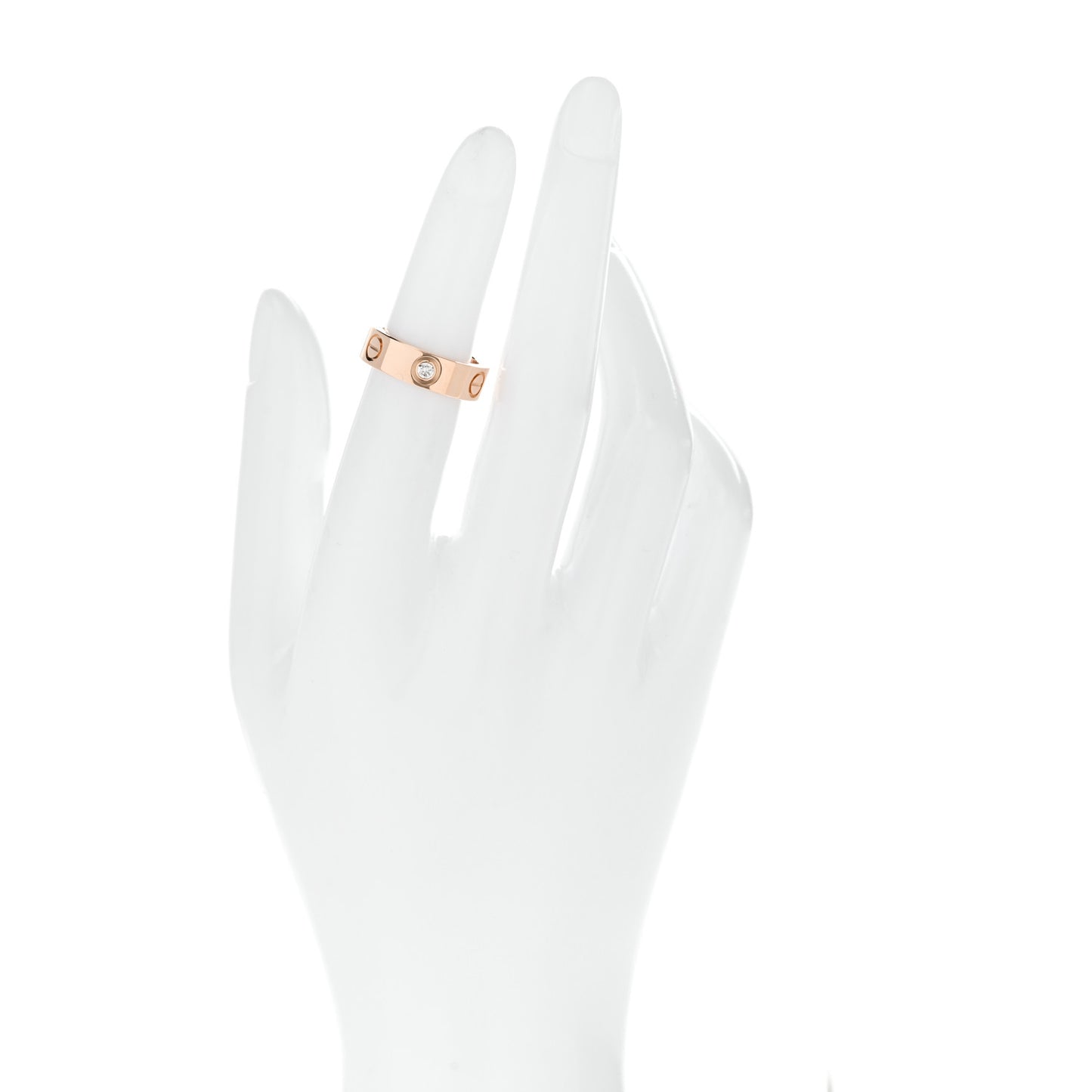 18K Pink Gold 3 Diamond 5.5mm LOVE Ring 48 4.5