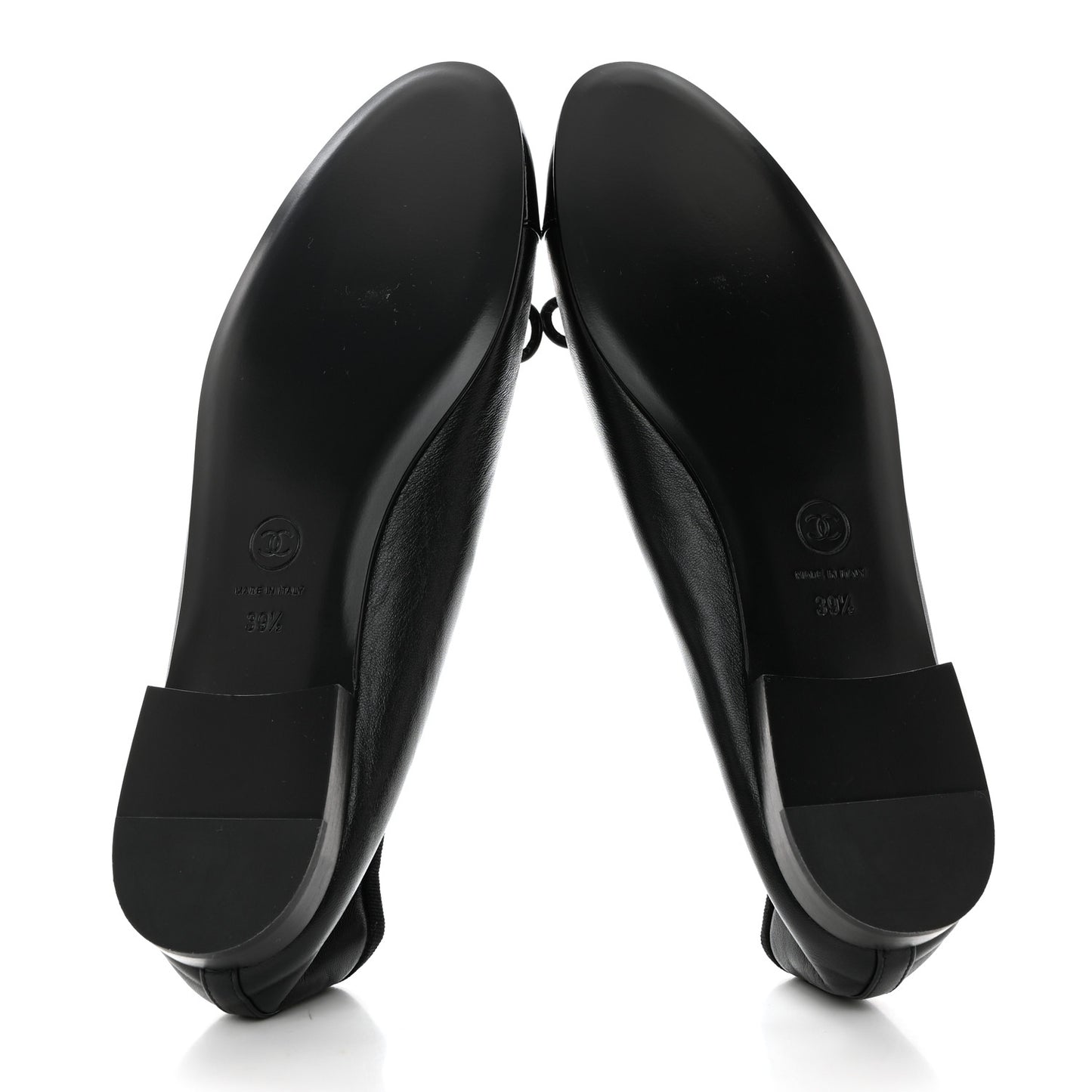 Lambskin Patent Cap Toe Ballerina Flats 39.5 Black