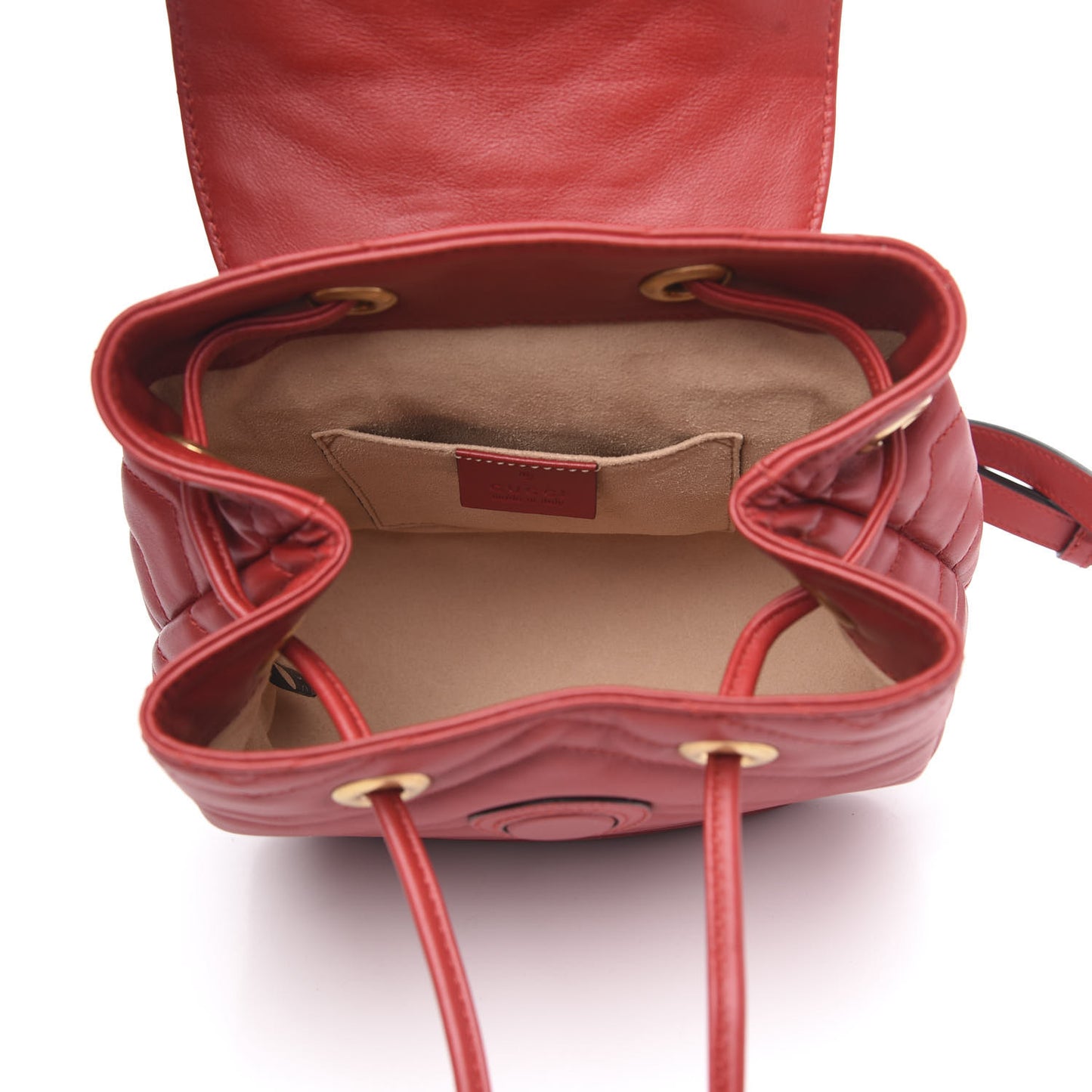 Calfskin Matelasse GG Marmont Flap Backpack Hibiscus Red