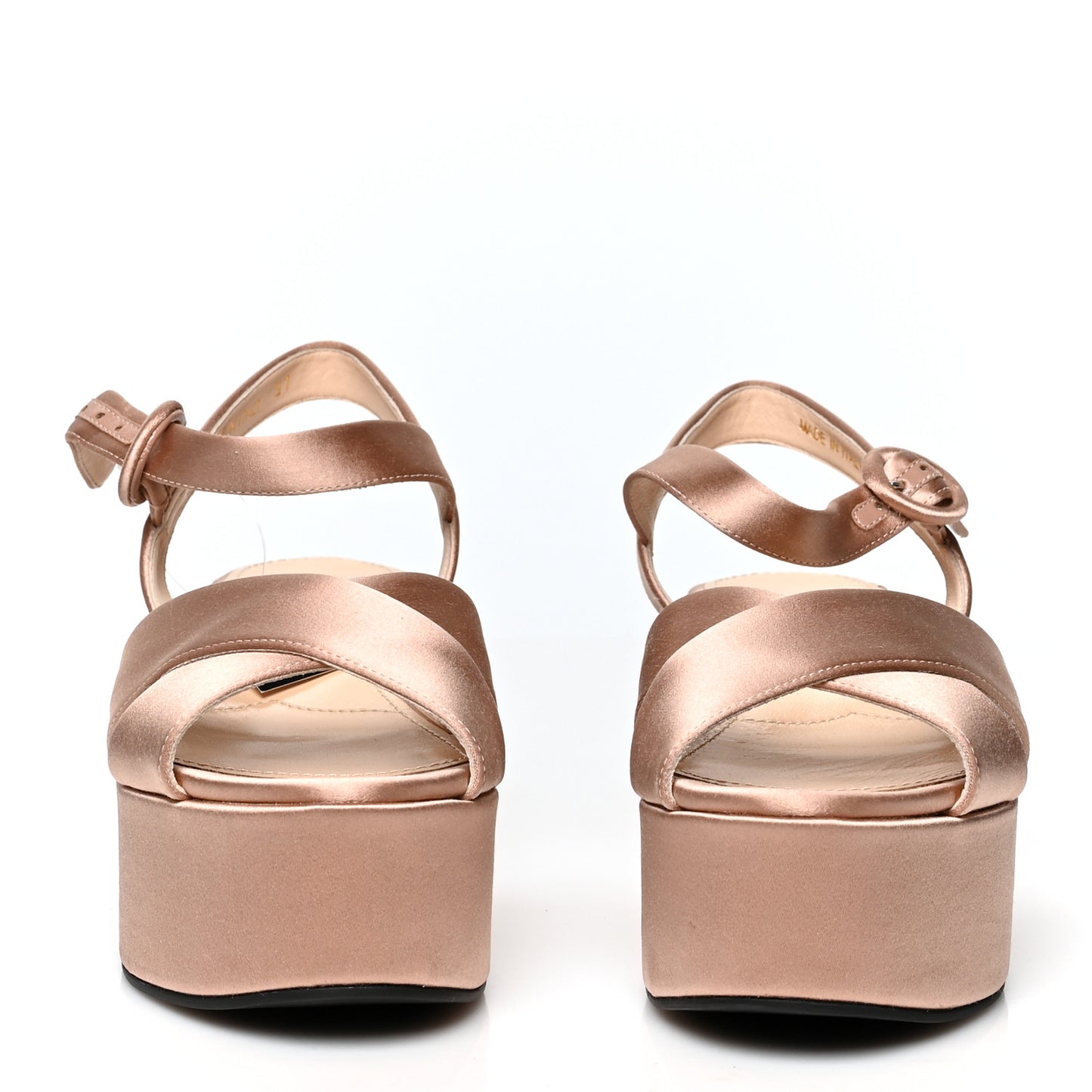 Satin Raso Crisscross Platform 60mm Sandals 37 Nudo