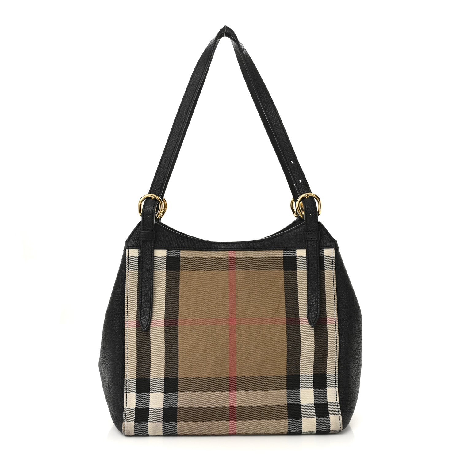 バッグ Burberry Burberry Grainy Calfskin House Check Small Canterbury Tote Black