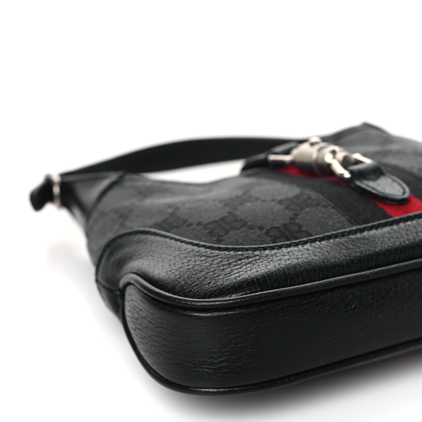 X BALENCIAGA BB Monogram Calfskin Web Mini Jackie 1961 Hobo Black