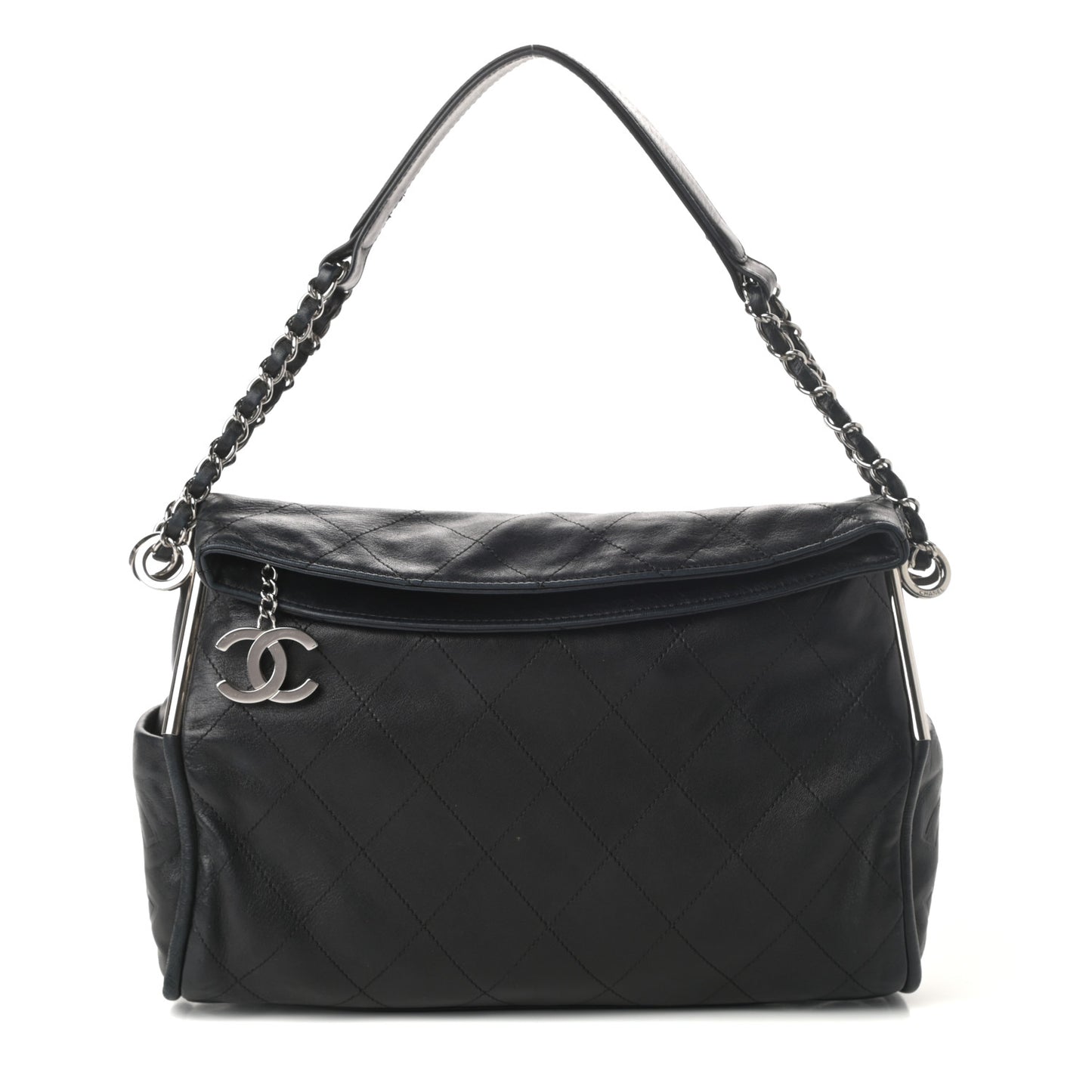Lambskin Stitched Medium Ultimate Soft Tote Black