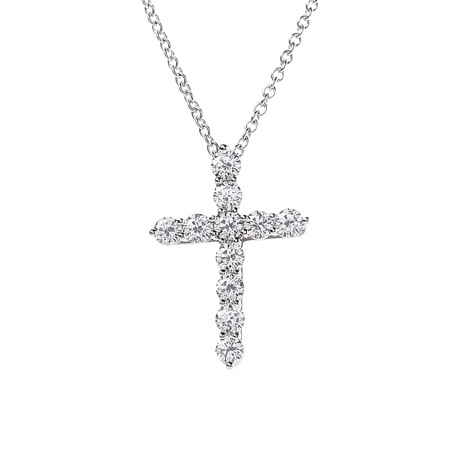 Tiffany Platinum Diamond Small Cross Pendant Necklace 1 of 7