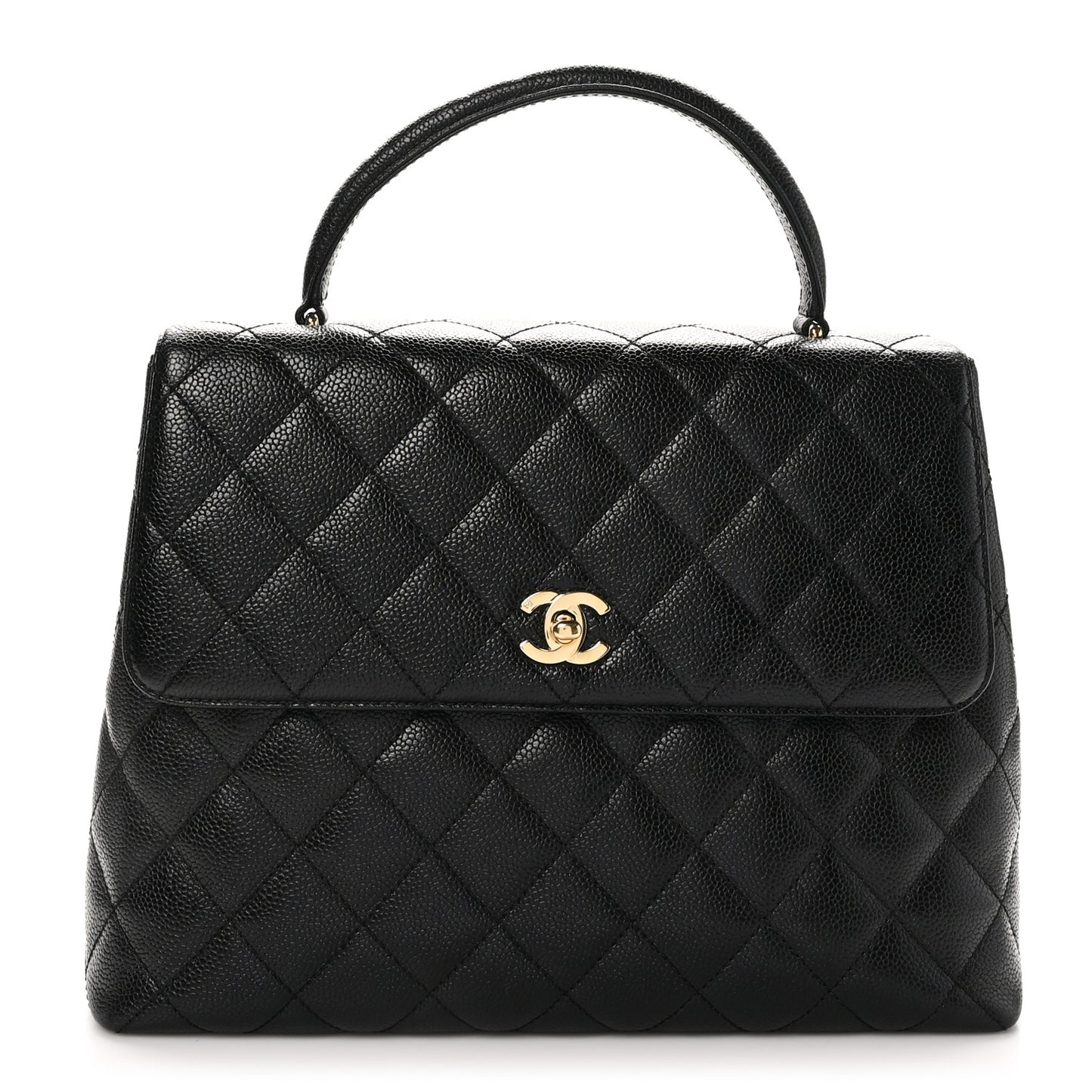Caviar Quilted Jumbo Kelly Flap Black