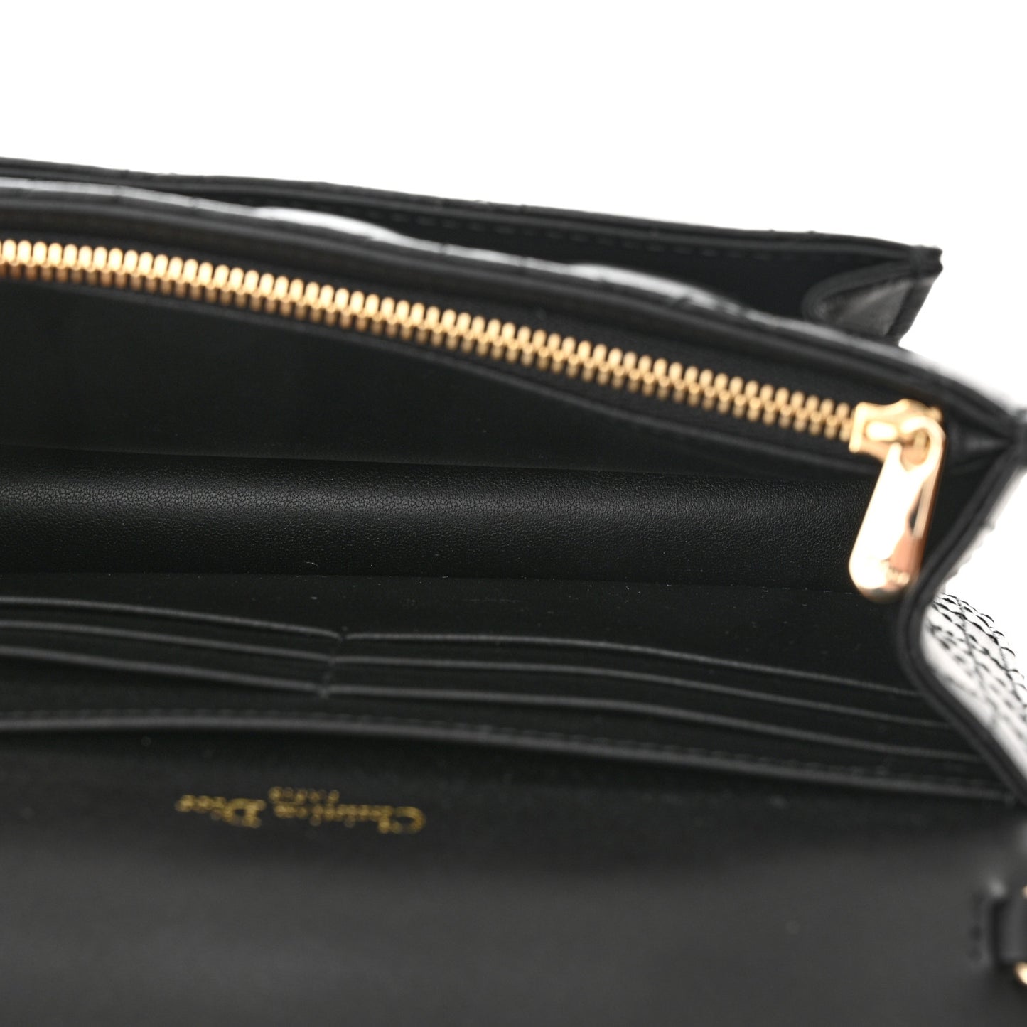 Lambskin Cannage Miss Dior Chain Pouch Black