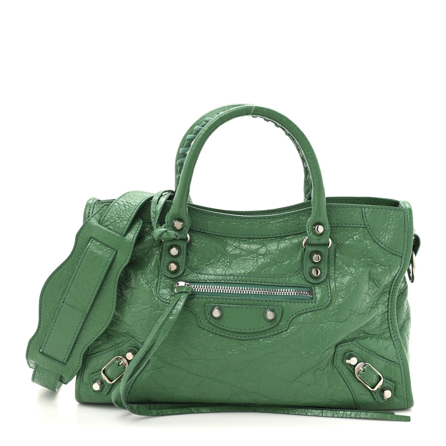 Balenciaga Agneau Classic Silver Hardware S City Magic Green