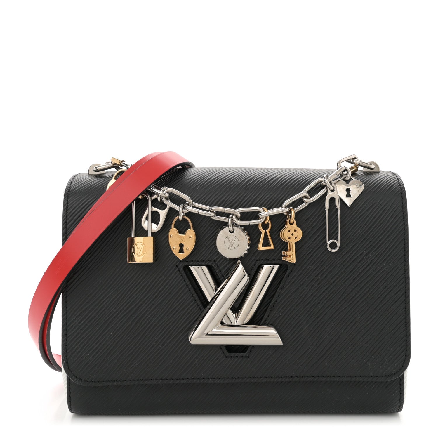 Louis Vuitton Epi Love Lock Charm Twist Shoulder Bag MM Black