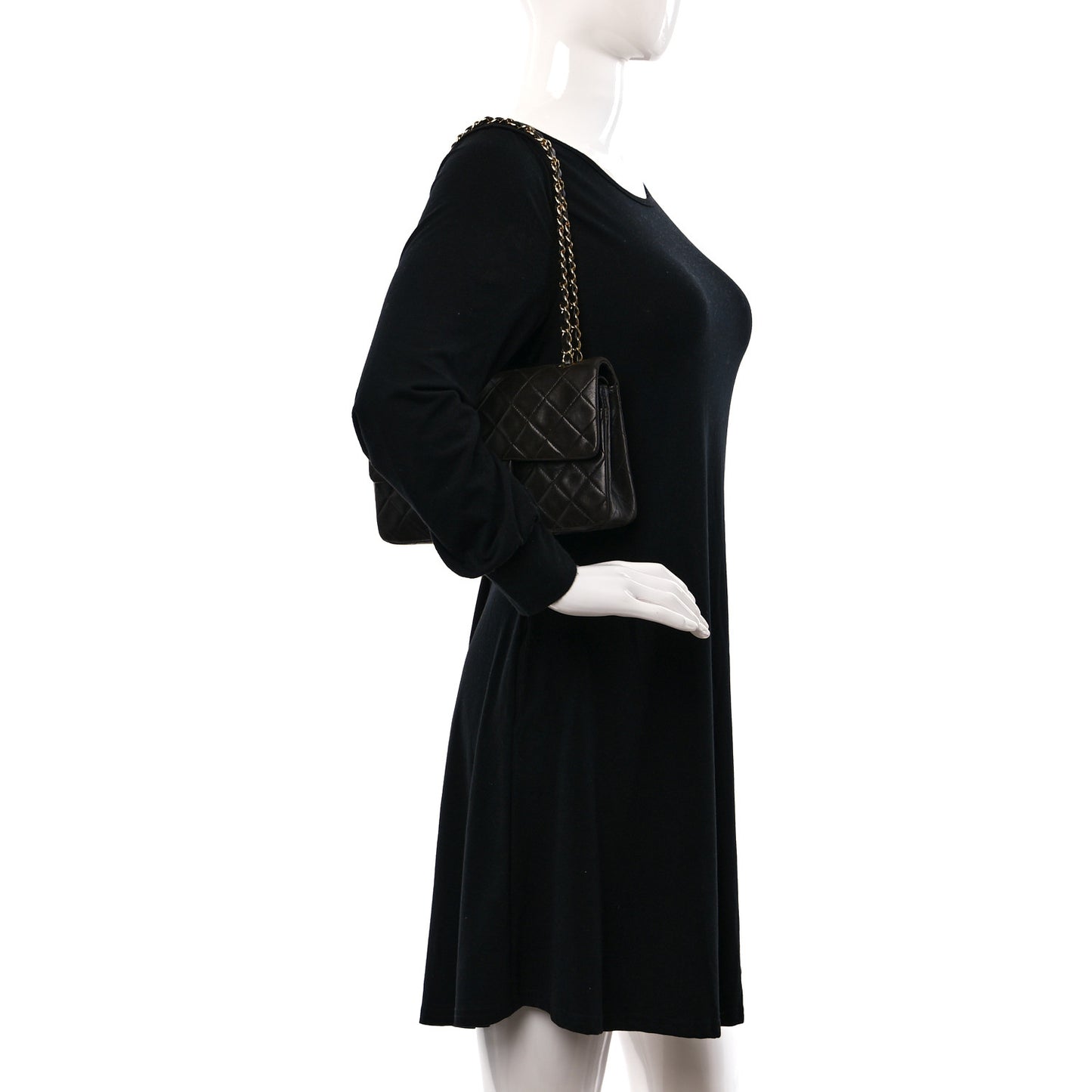 Lambskin Quilted Small Double Flap Black